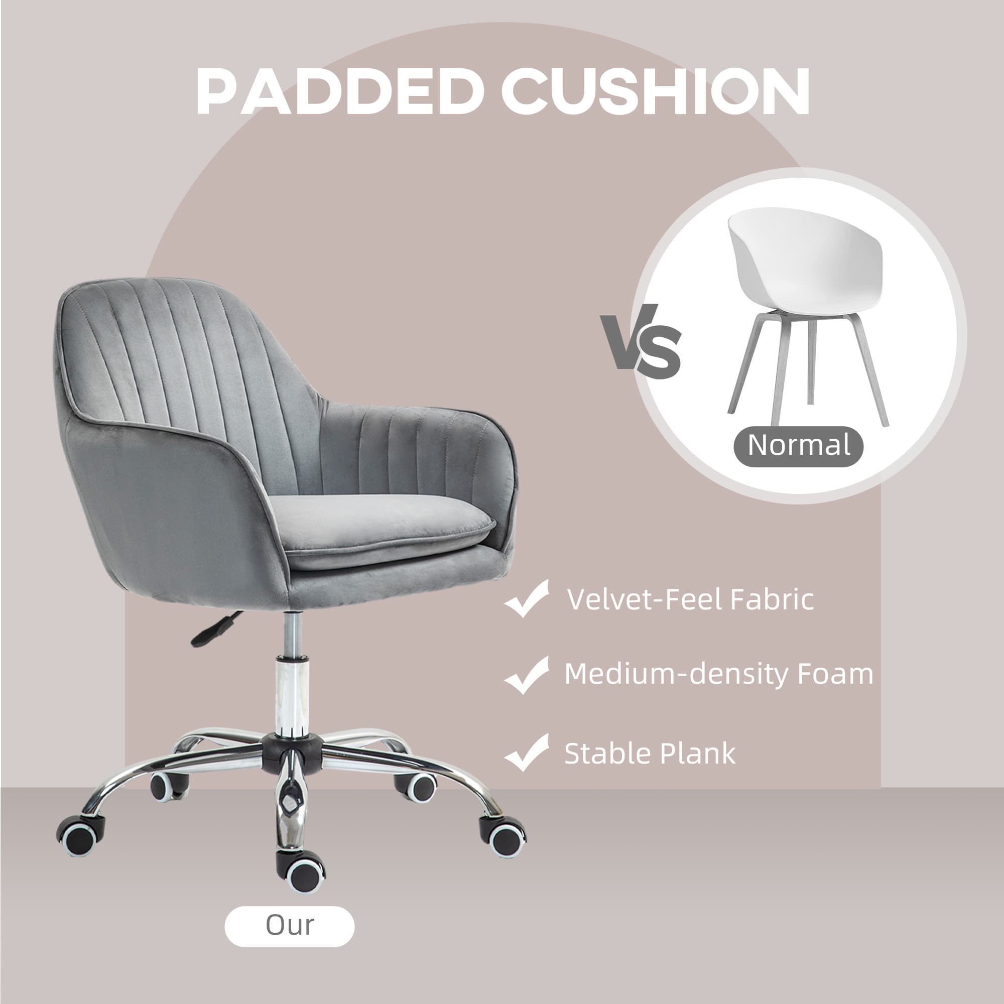 Work in Ultimate Comfort with the Grey Velvet Swivel Chair - image 2
