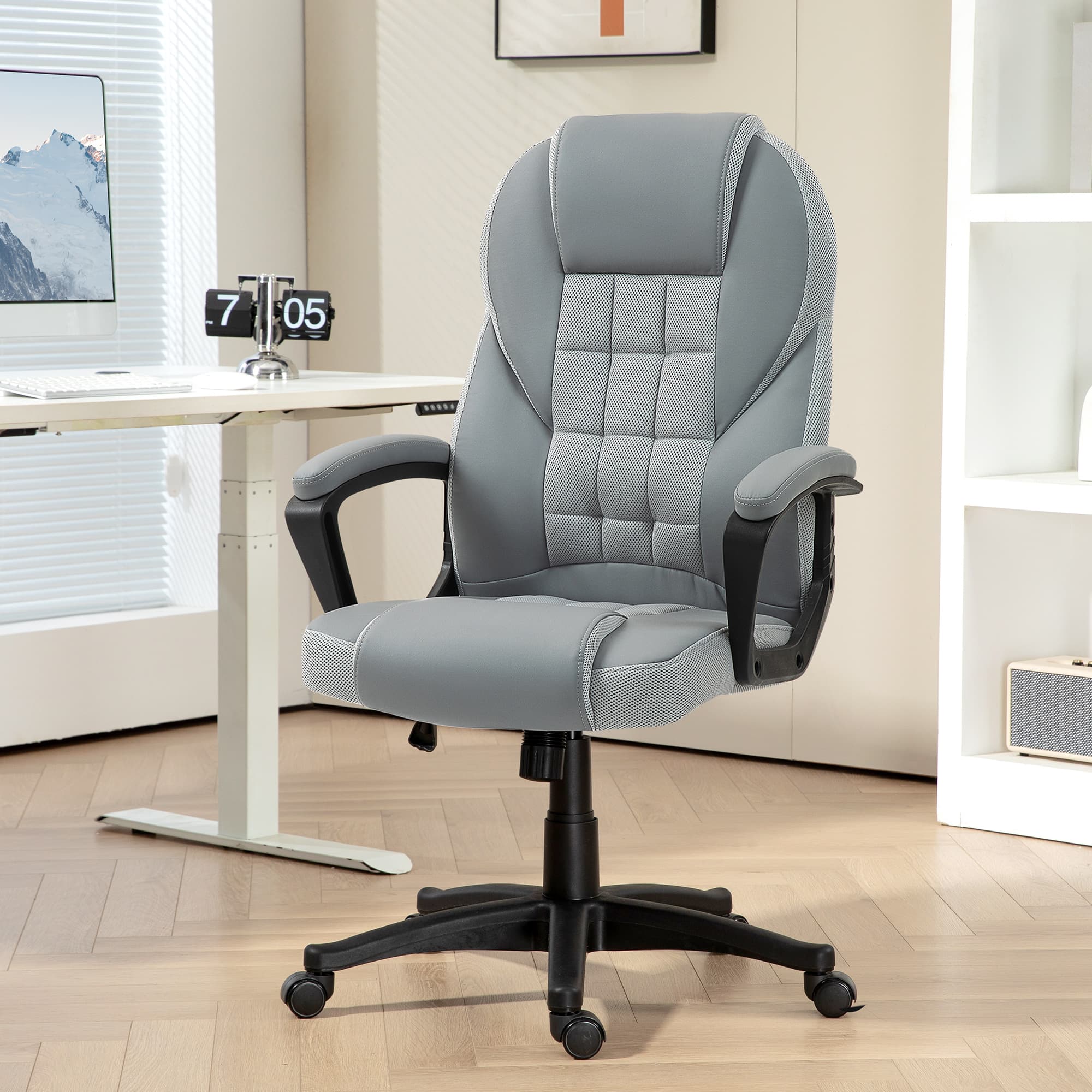 Transform Your Workspace with this Grey Faux Leather Desk Chair - image 4