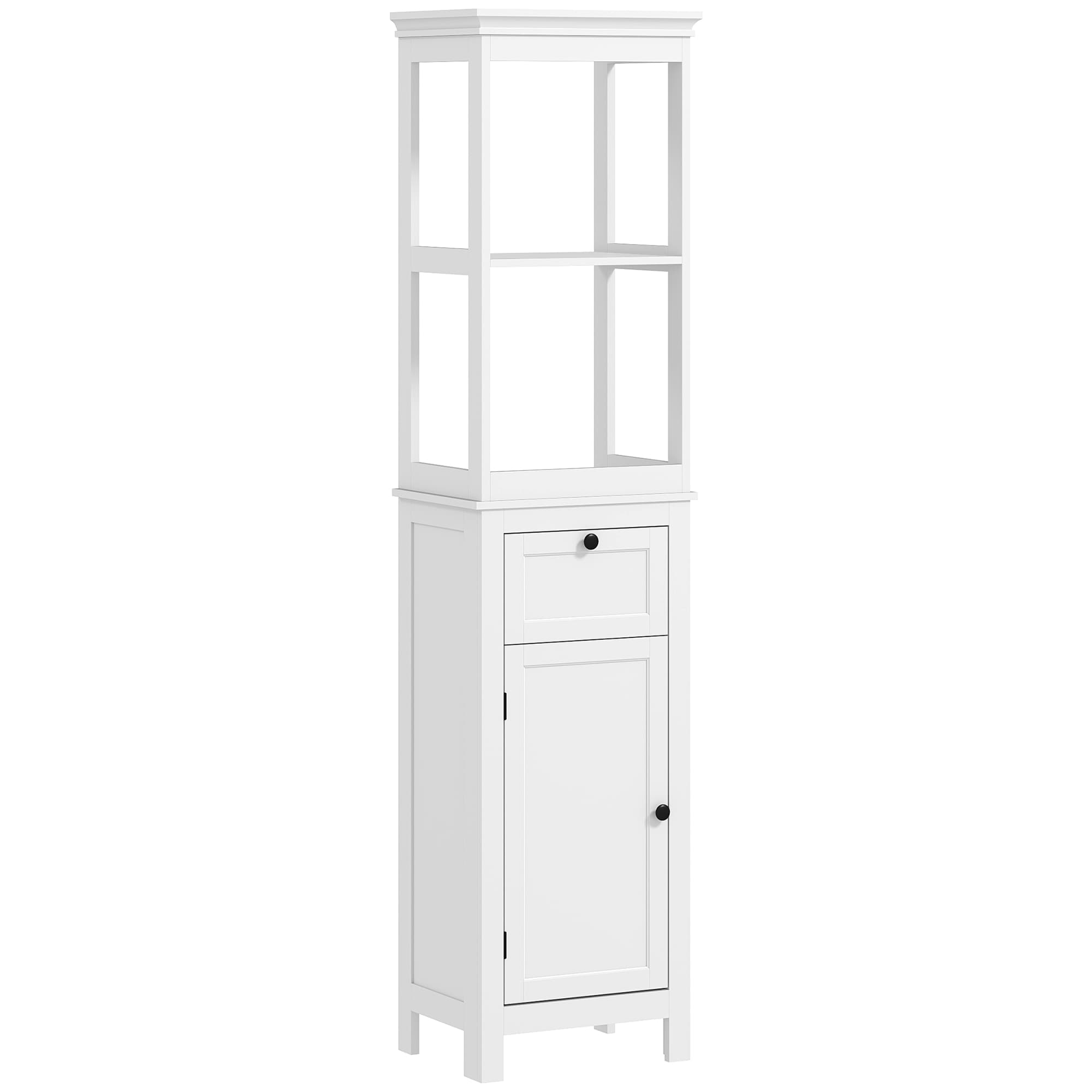 Effortless Storage: Tall Slim White Bathroom Cabinet - White