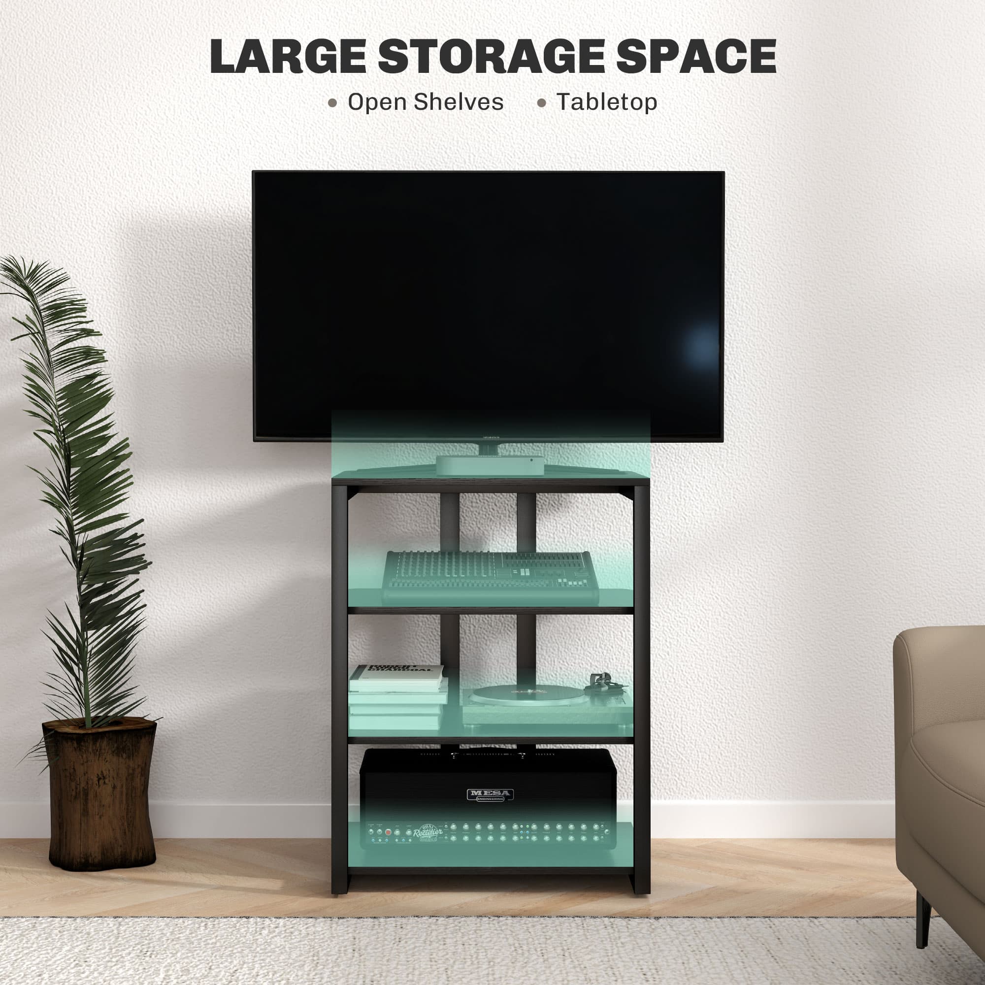 Effortless Media Organisation: Black 4-Tier HiFi Stand - image 3