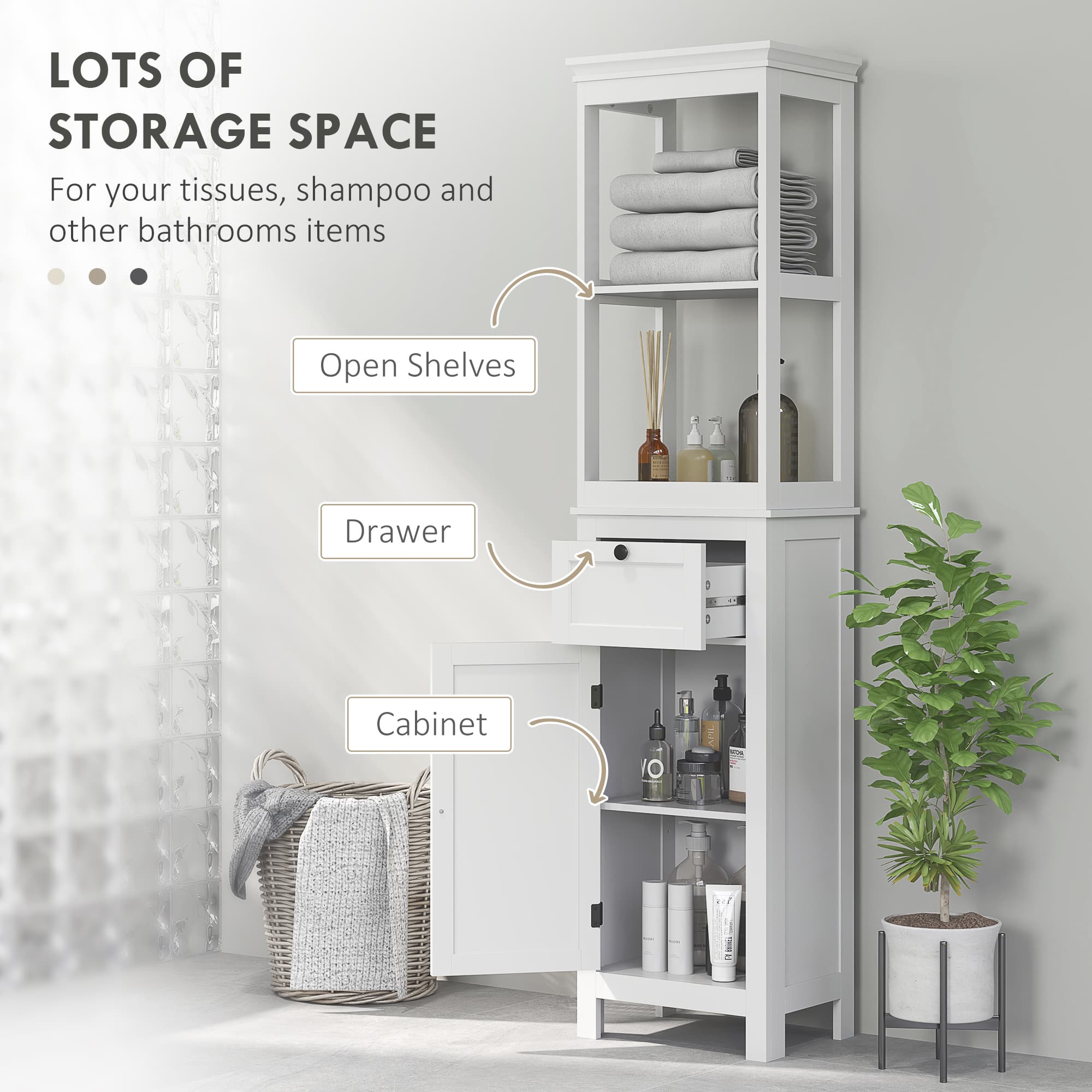 Effortless Storage: Tall Slim White Bathroom Cabinet - image 1