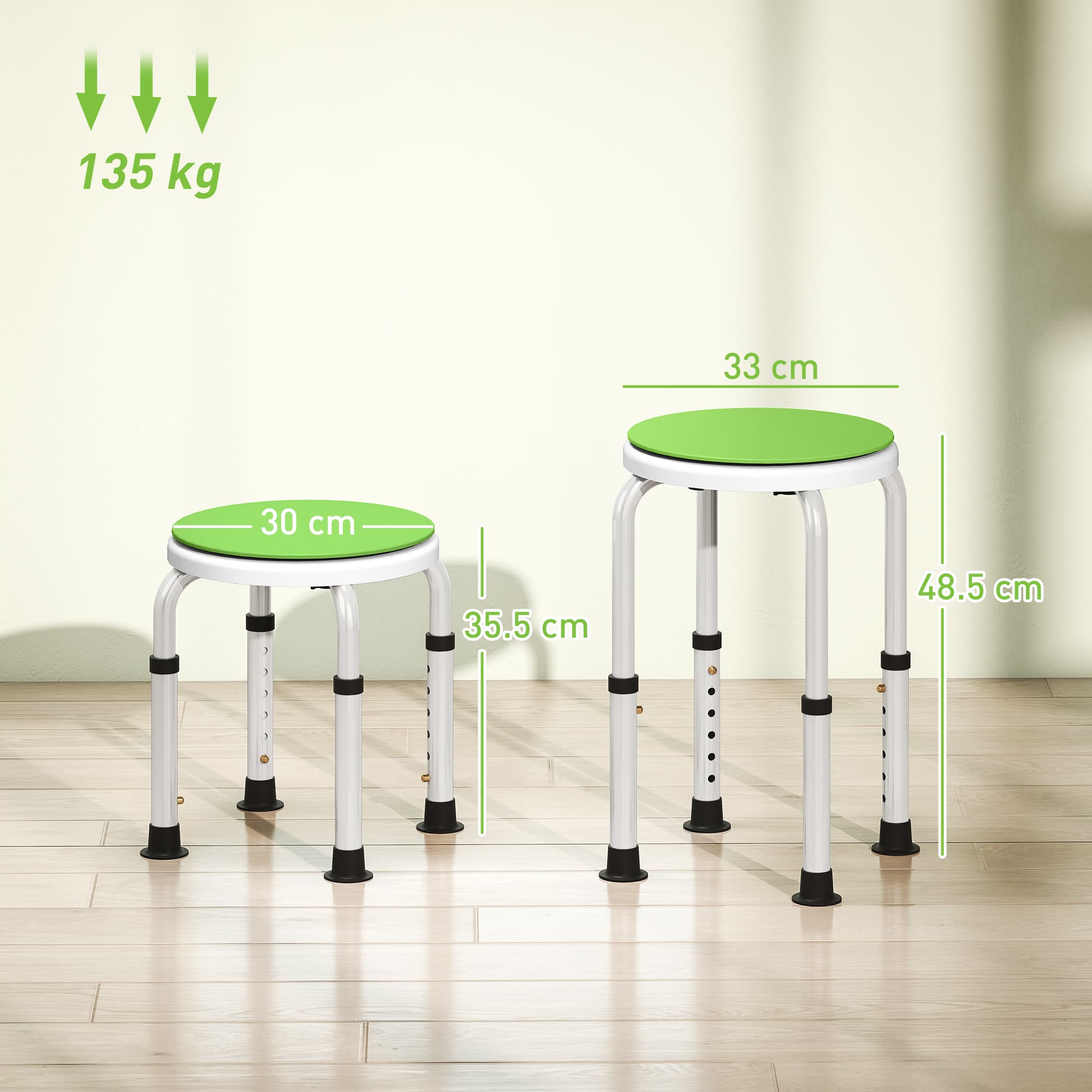 Green Height Adjustable 360 Swivel Shower Chair - image 6