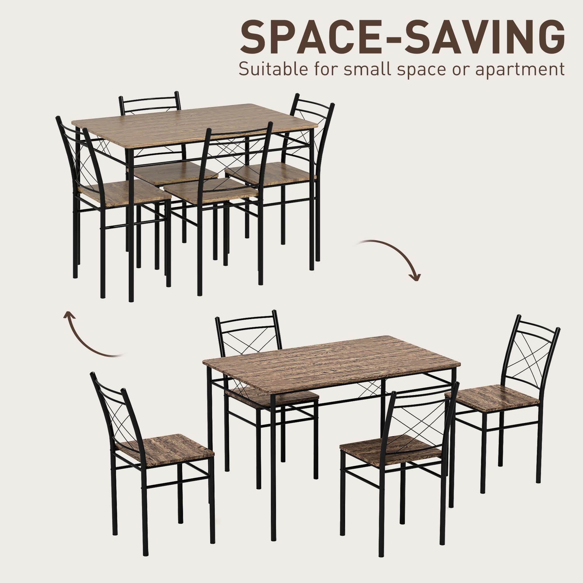 Effortless Everyday Dining: 5-Piece Oak-Effect Table Set - image 4