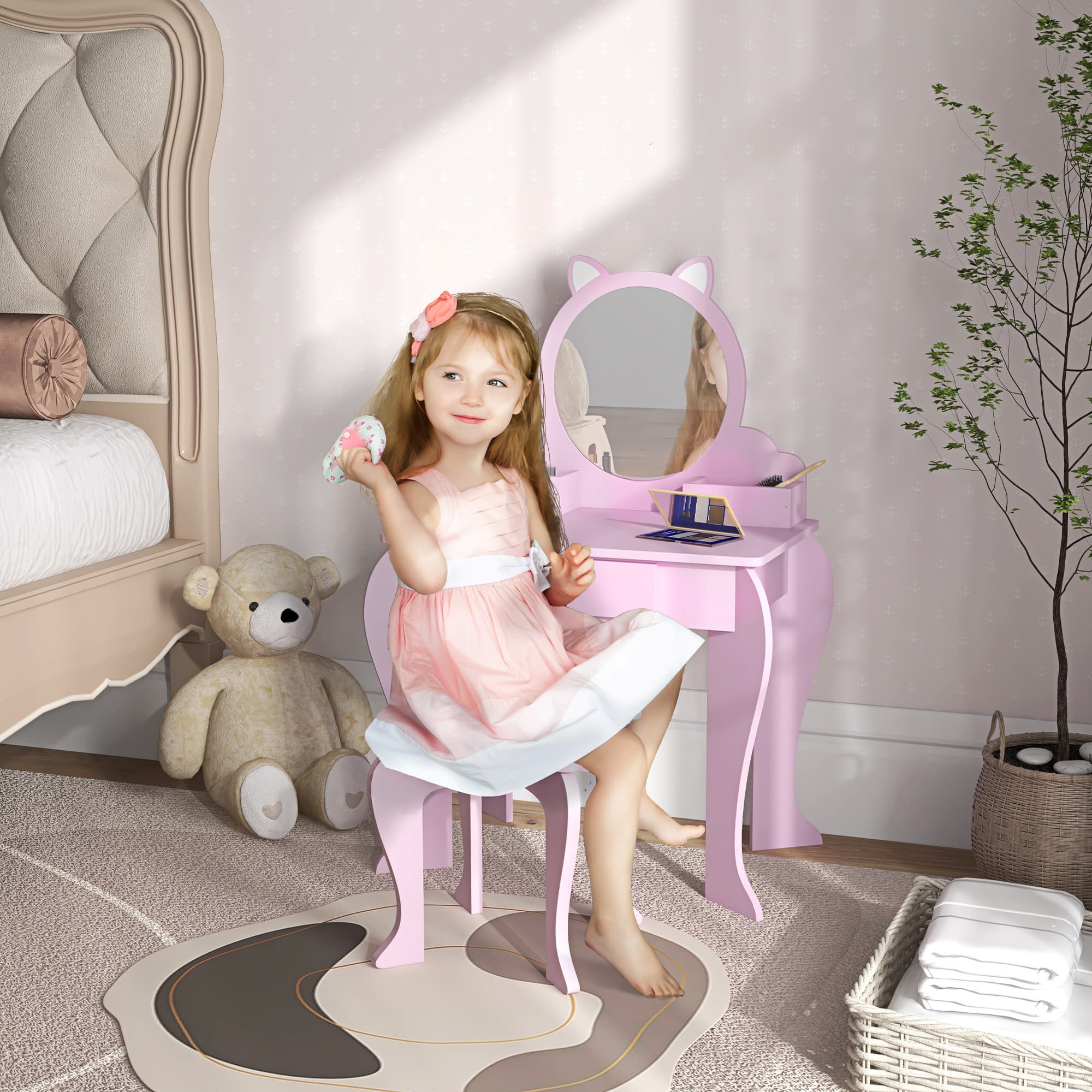 Transform Playtime with the ZONEKIZ Pink Kids Vanity Set - image 1