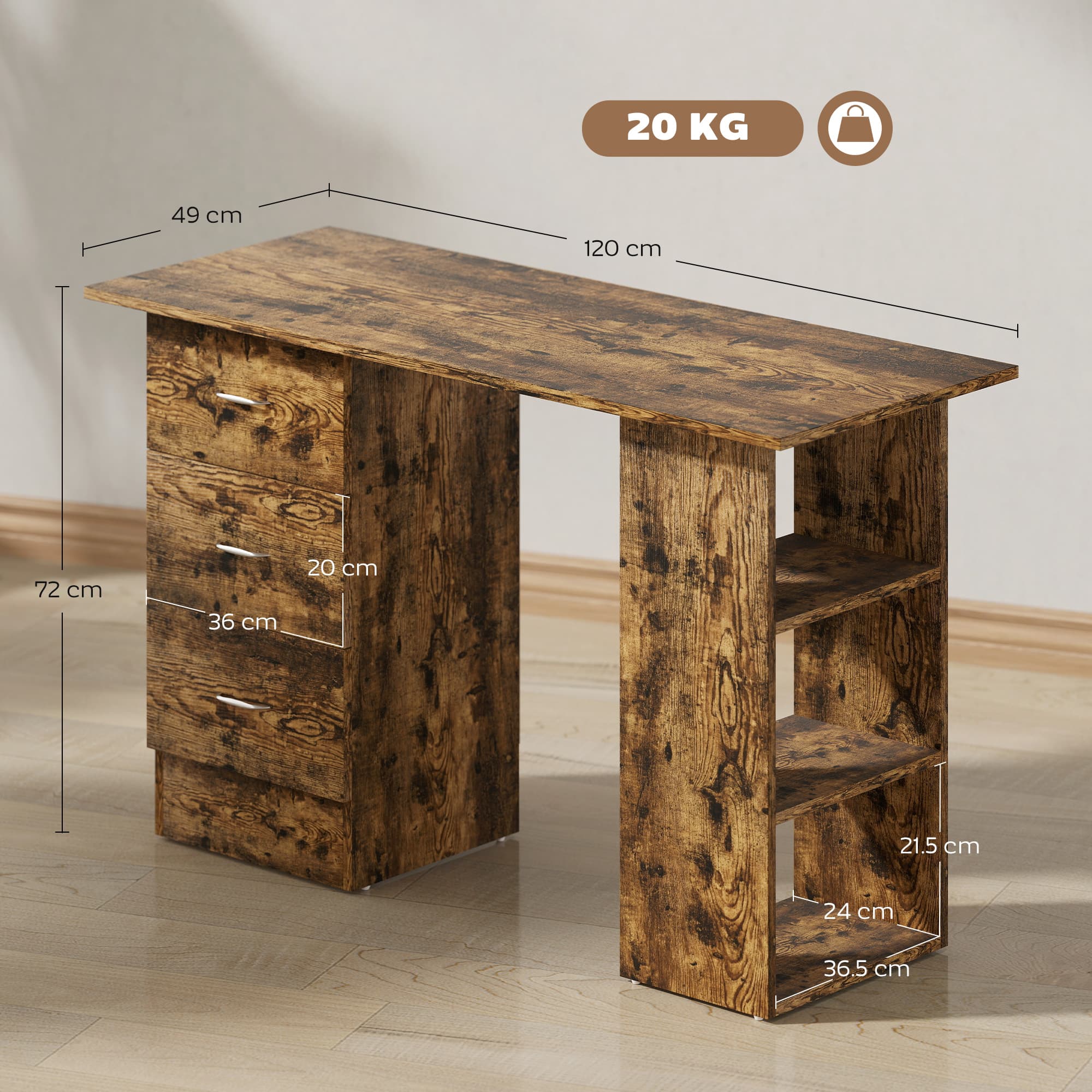 Maximise Your Productivity with this Rustic Brown Desk - image 1