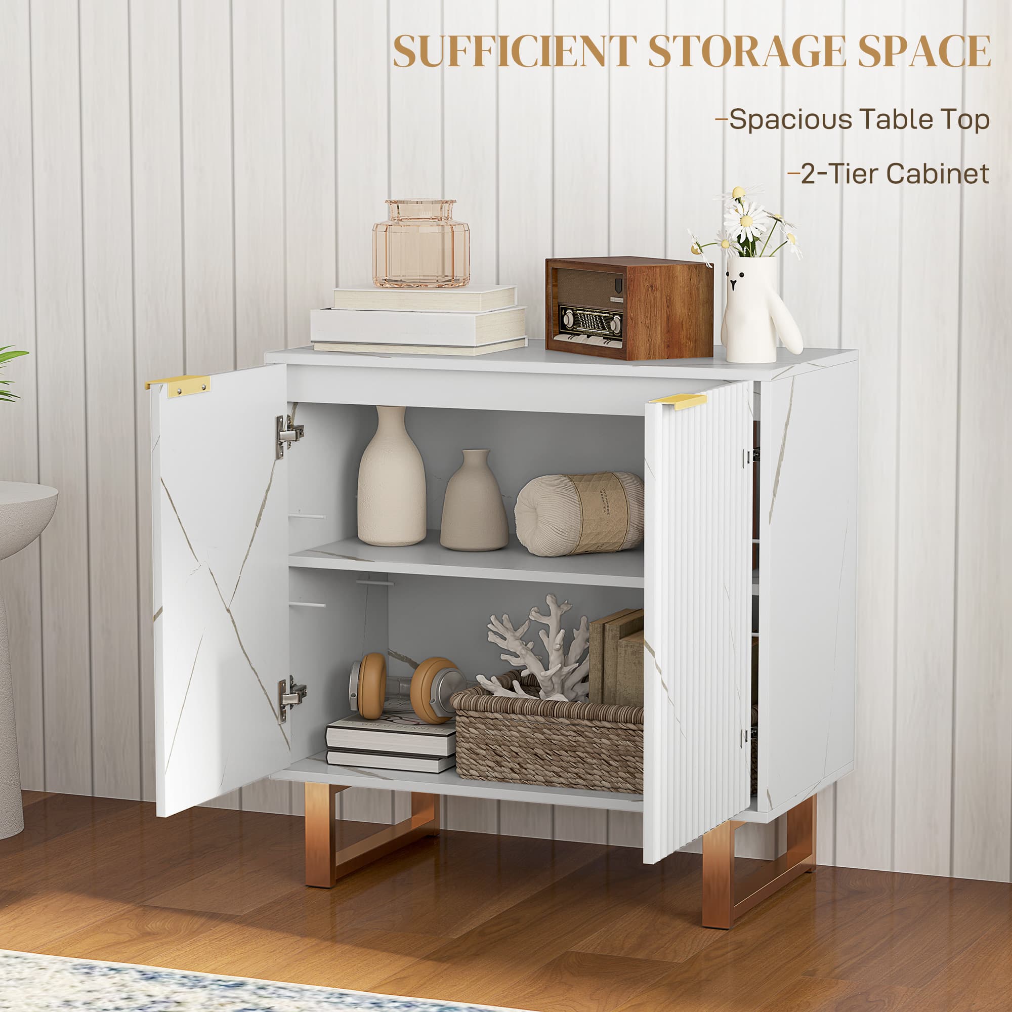Transform Your Space with this Elegant White & Gold Sideboard - image 5