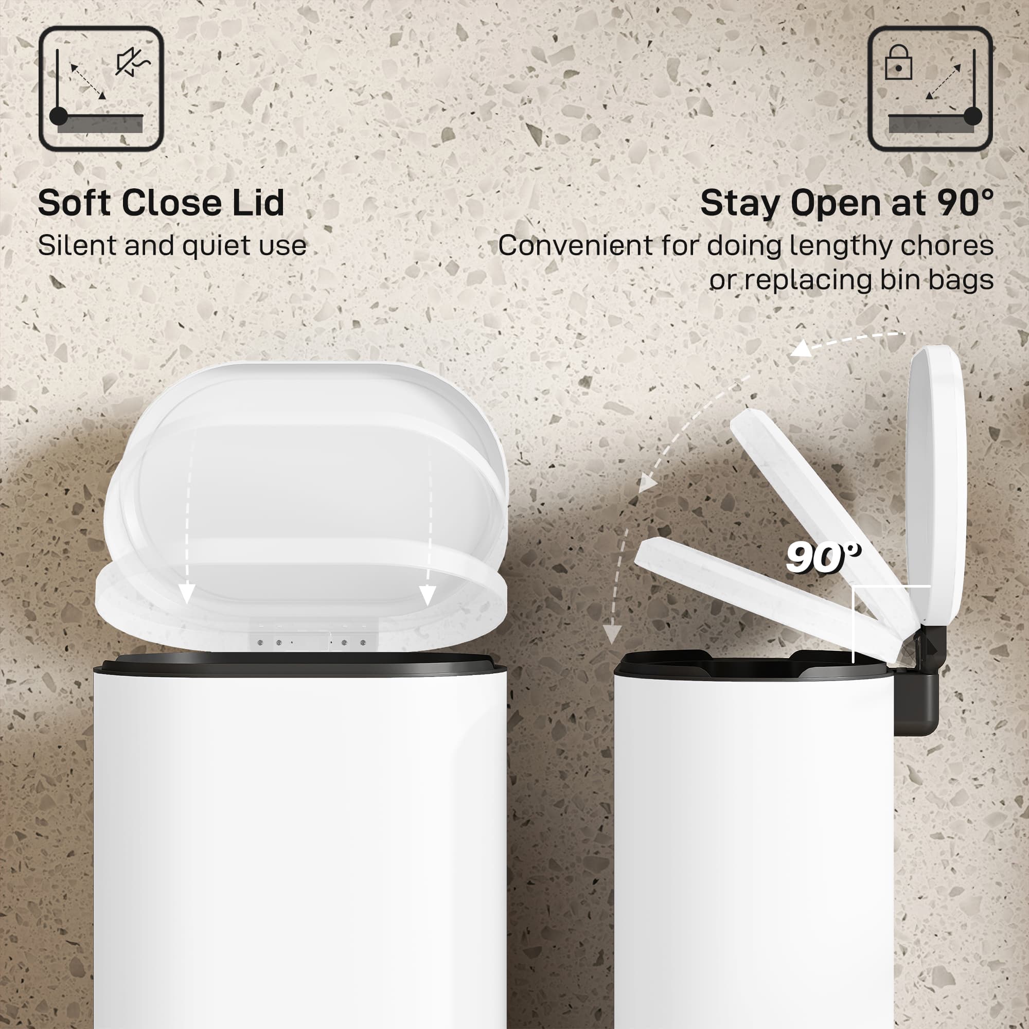 Modern White 30L Kitchen Pedal Bin - image 9
