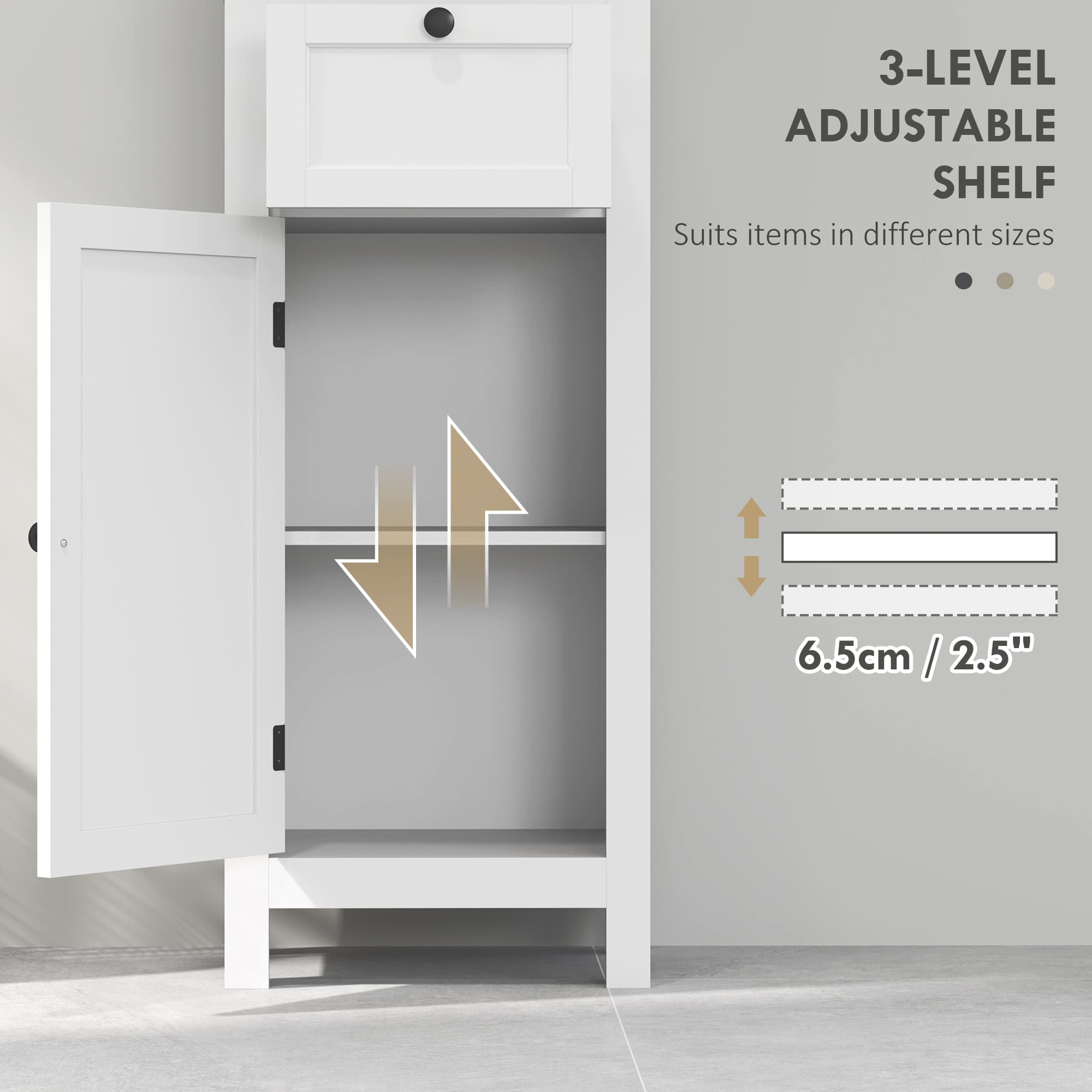 Effortless Storage: Tall Slim White Bathroom Cabinet - image 5