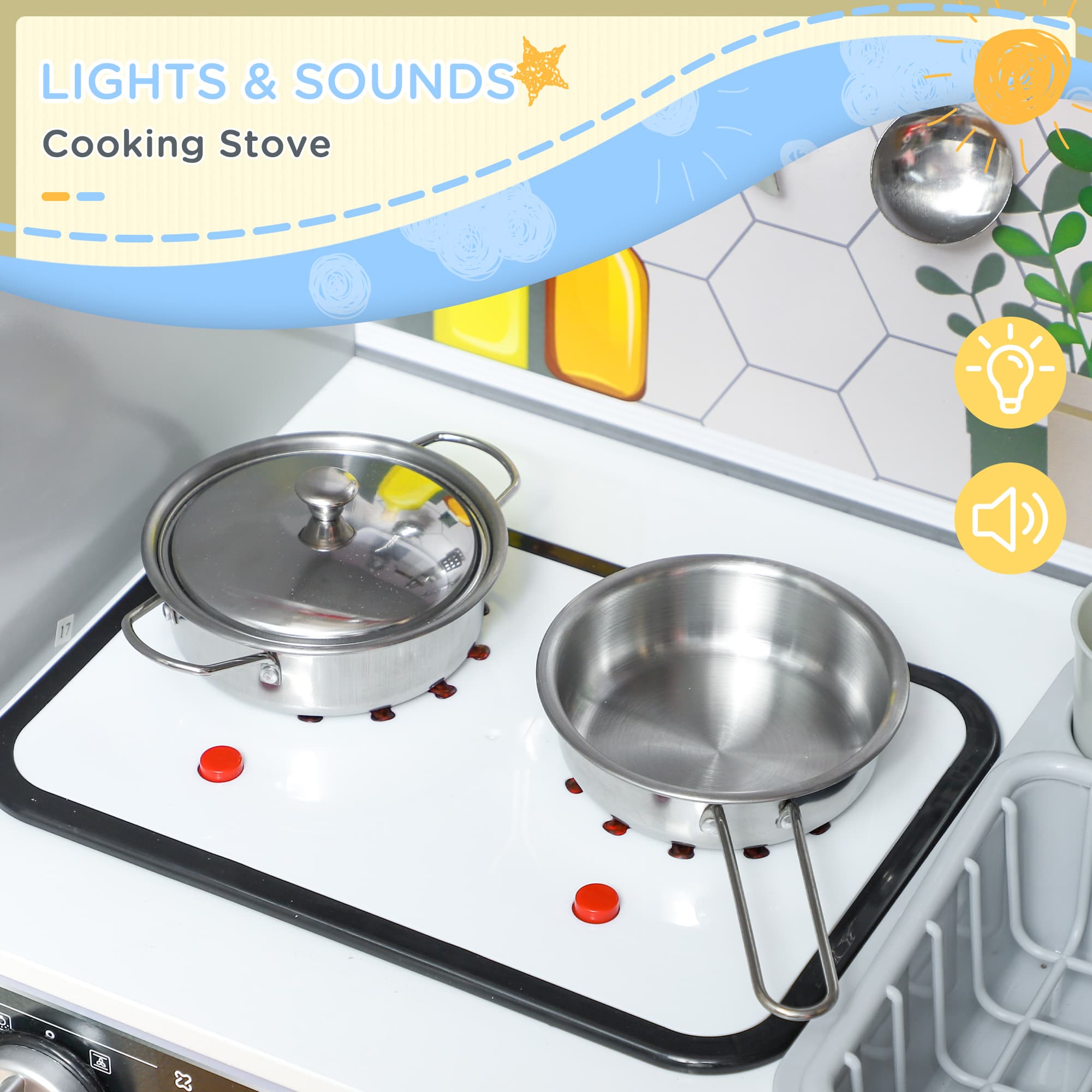 Kids Kitchen Playset with Realistic Sounds, Lights and Running Water - image 10