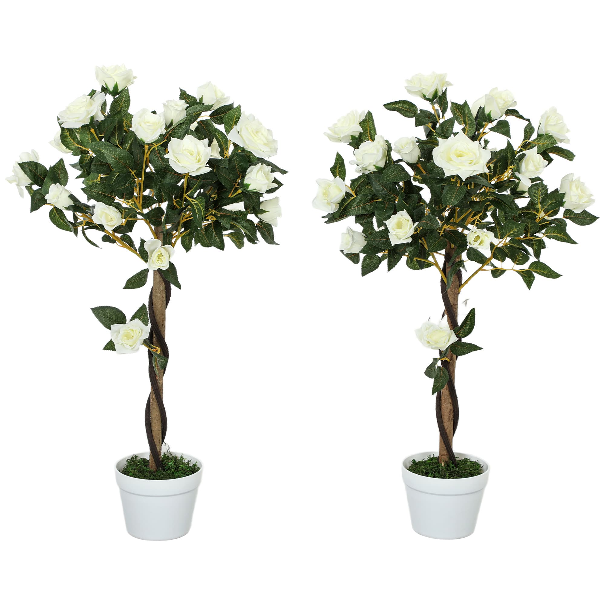 Effortless Elegance: Set of Two White Faux Rose Trees