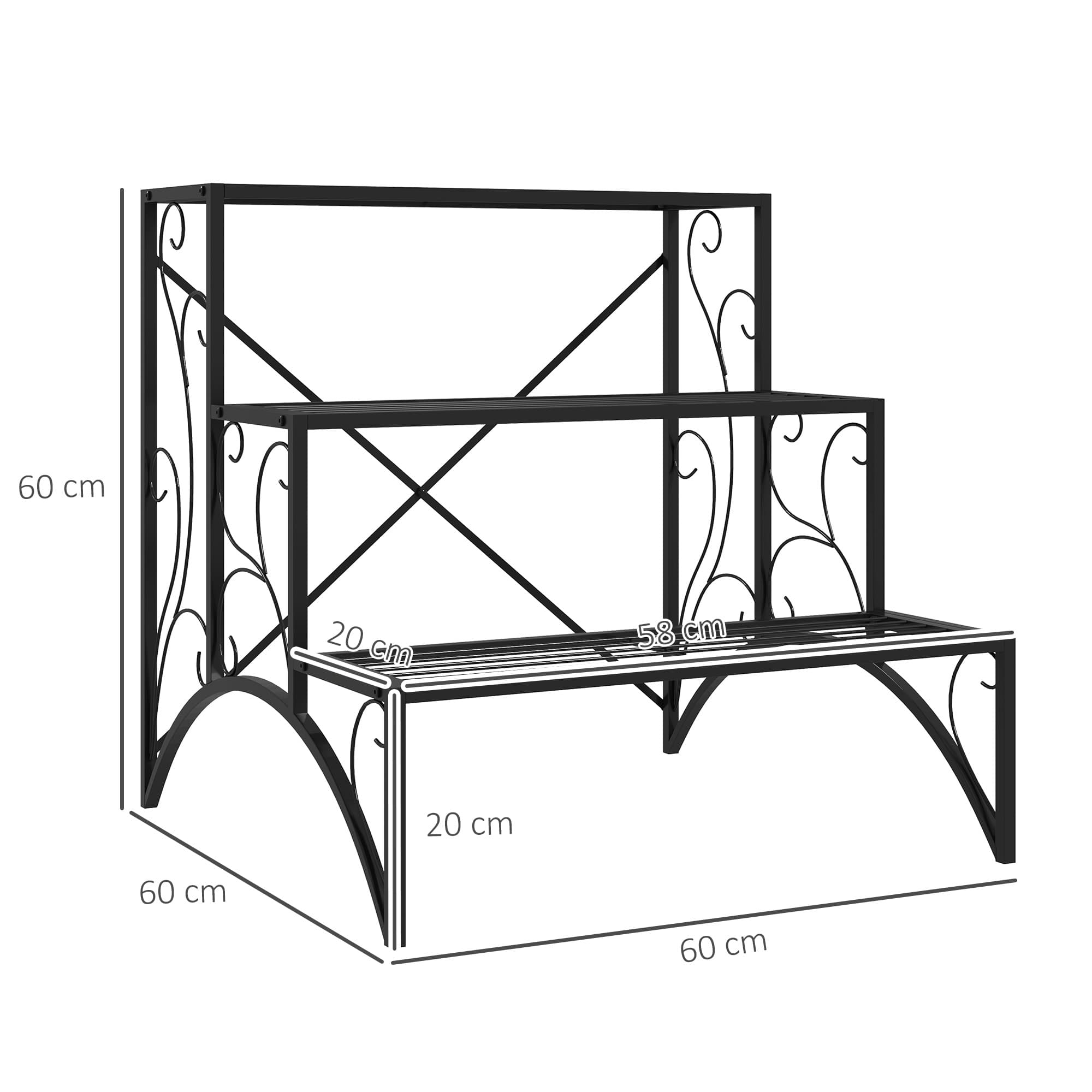 Three-Tier Black Metal Plant Stand for Pots - image 6