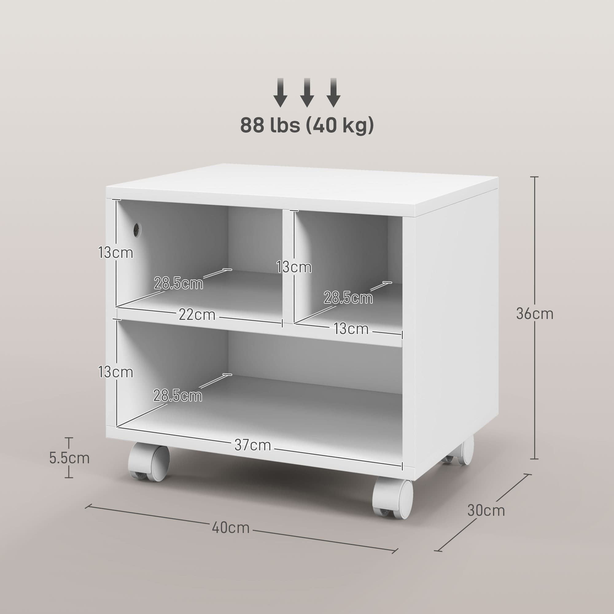 Mobile white printer cabinet with three compartments - image 8