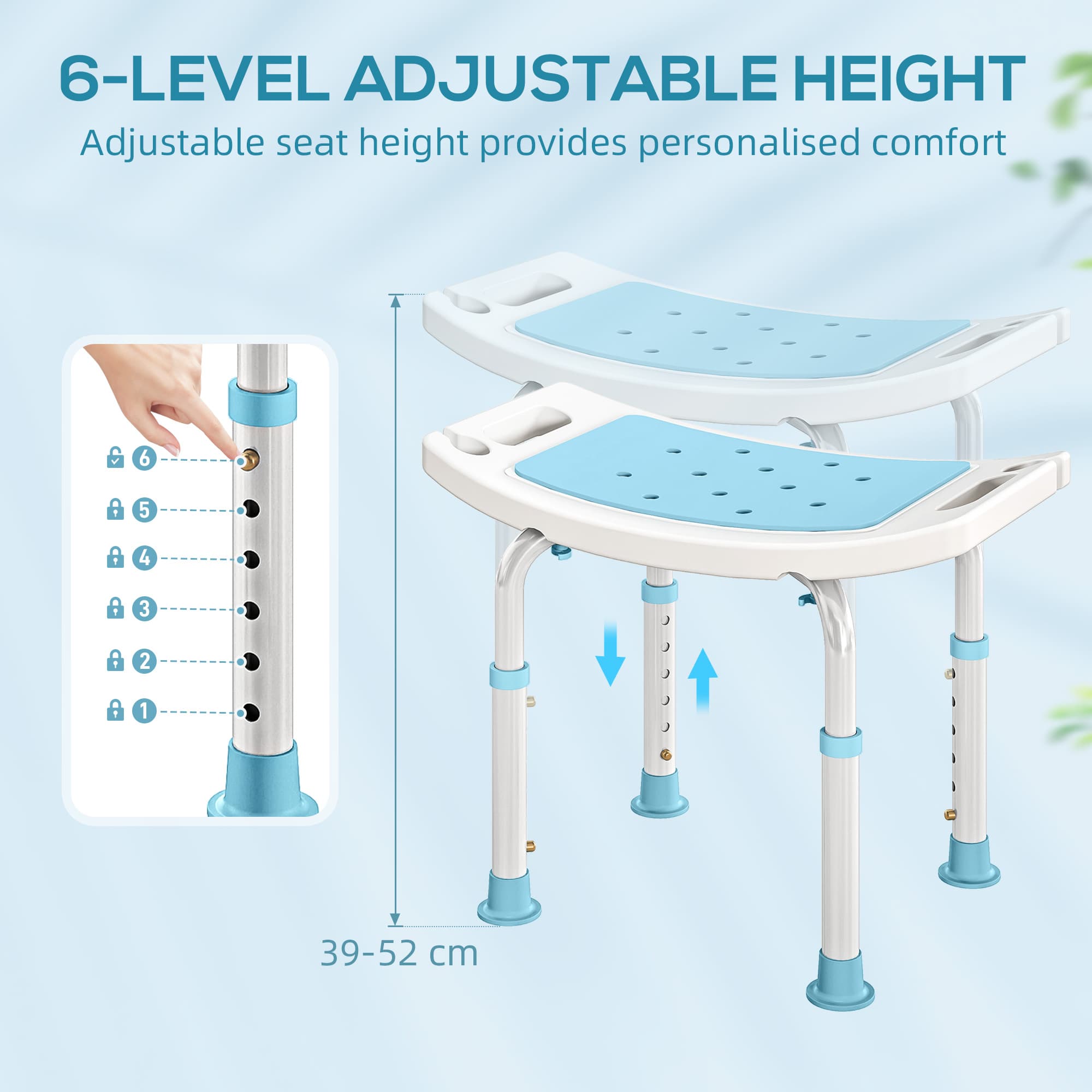 Turquoise Shower Chair for Safer Seated Bathing - image 8
