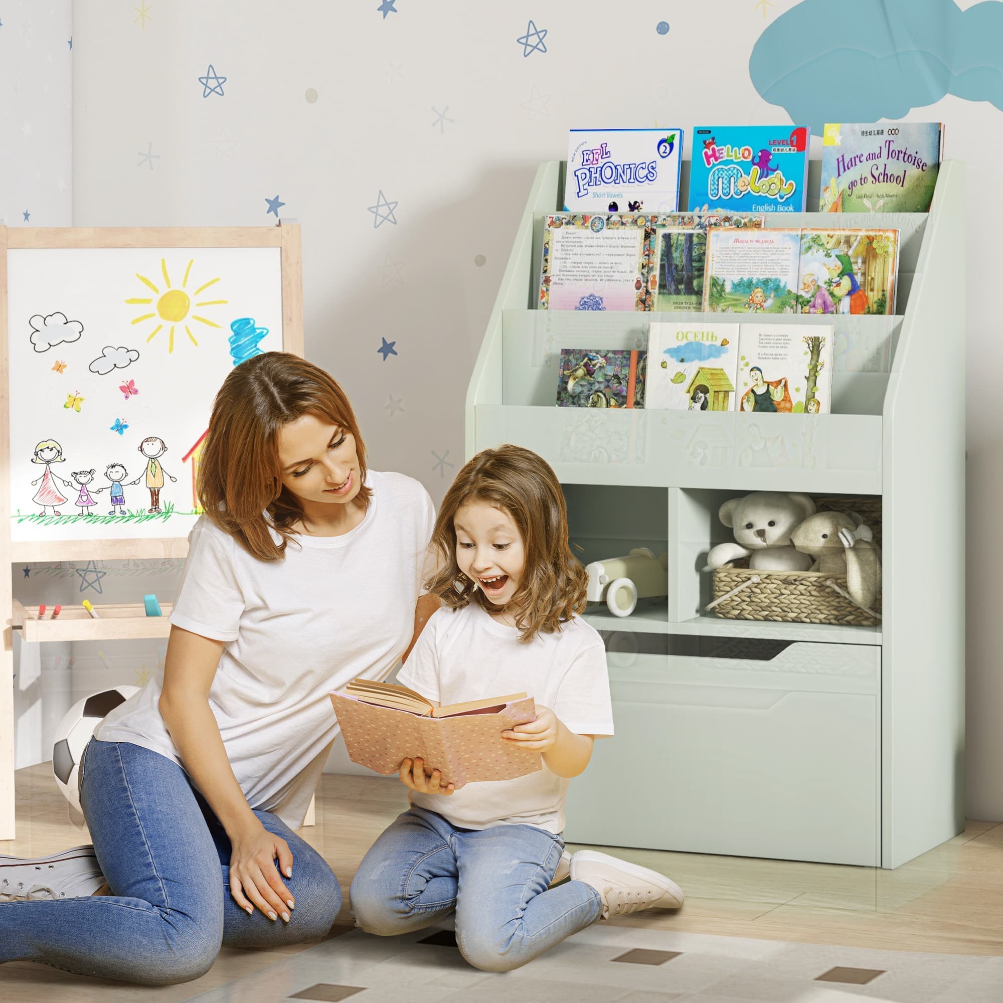 Green Kids Bookshelf & Toy Organiser for Effortless Tidy-Ups - image 2