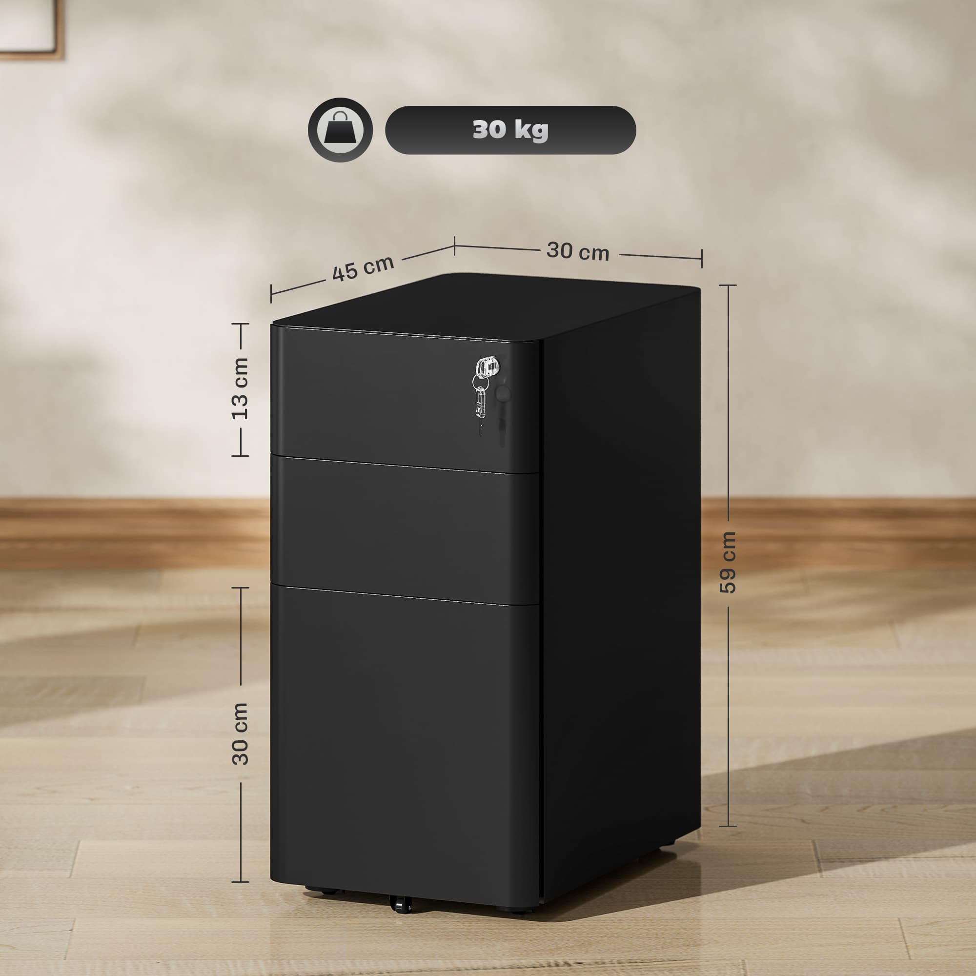Secure Your Workspace with the Vinsetto 3-Drawer Steel Cabinet - image 4