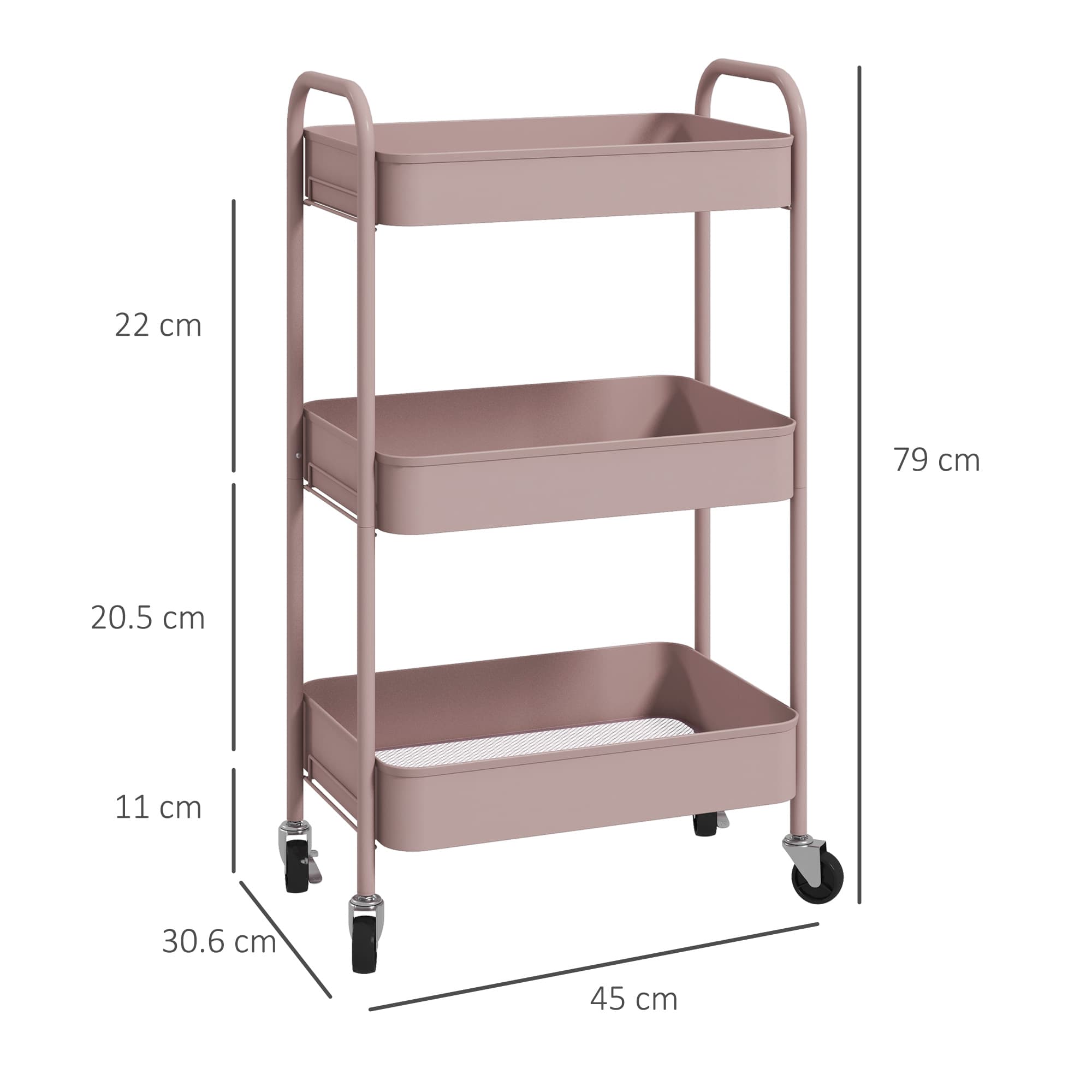 Pink Three-Tier Storage Trolley for Everyday Organisation - image 8