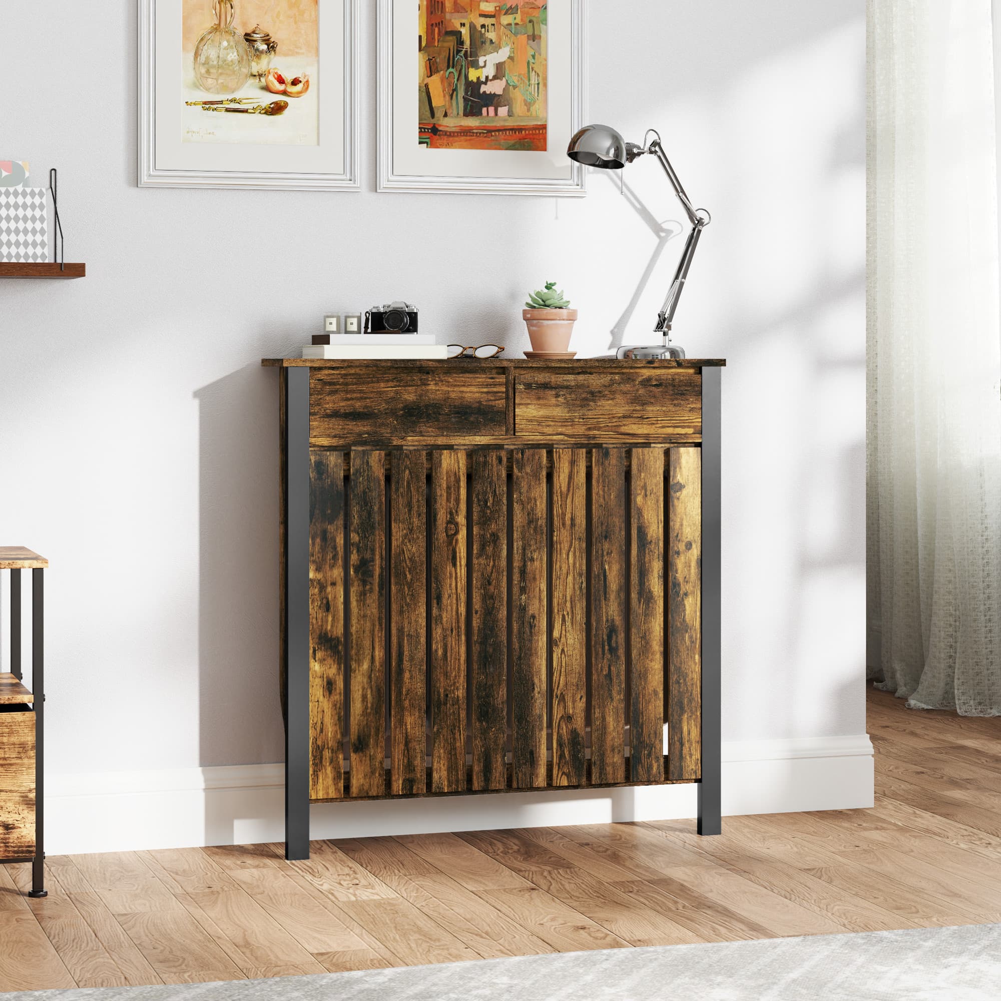 Transform Your Space with this Rustic Industrial Radiator Cover - image 2
