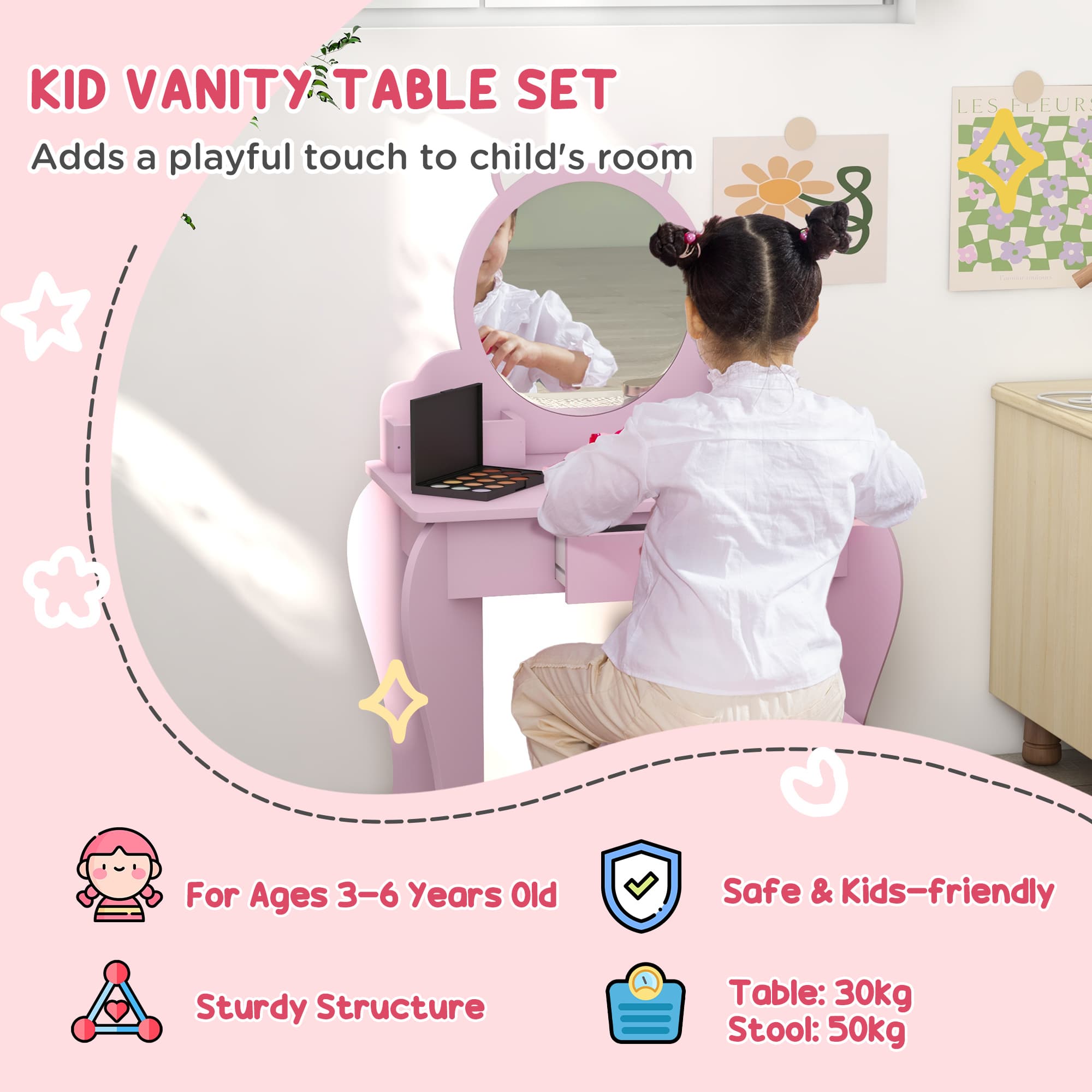 Transform Playtime with the ZONEKIZ Pink Kids Vanity Set - image 4