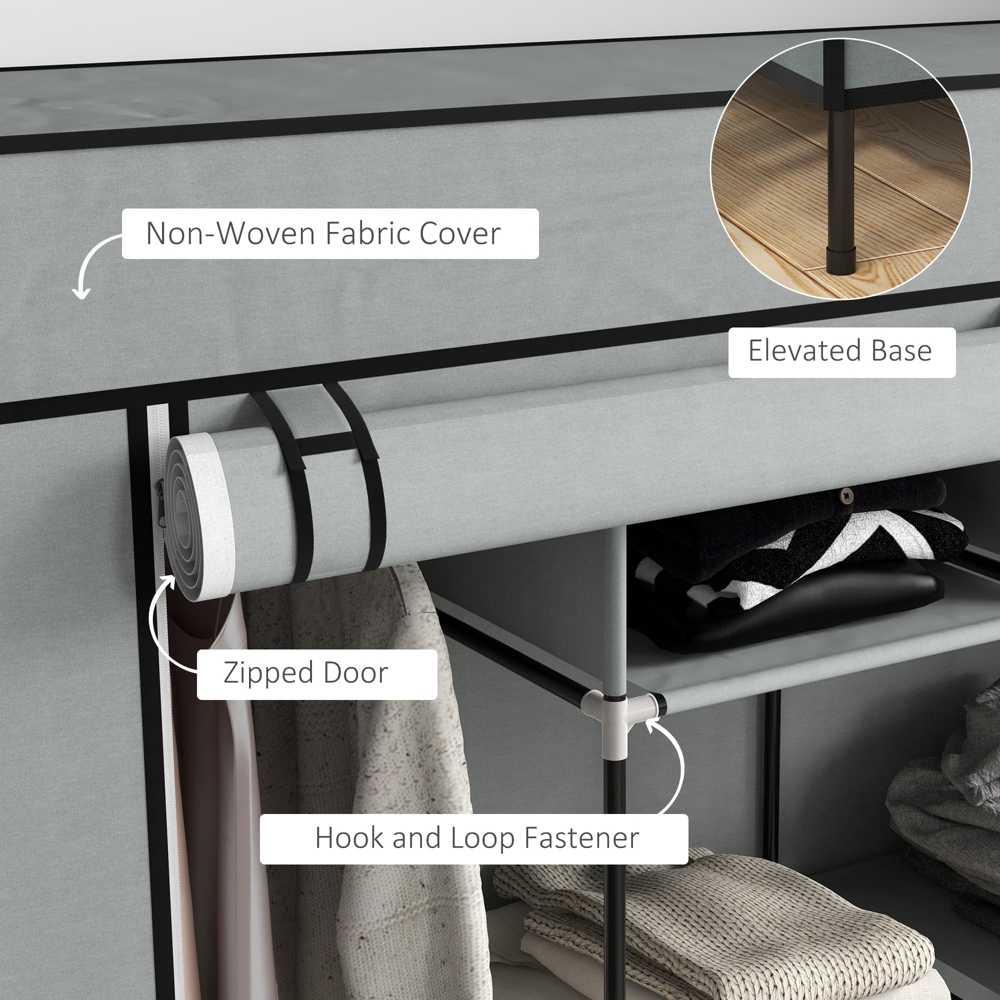 Effortless Storage: Dark Grey Portable Fabric Wardrobe - image 5