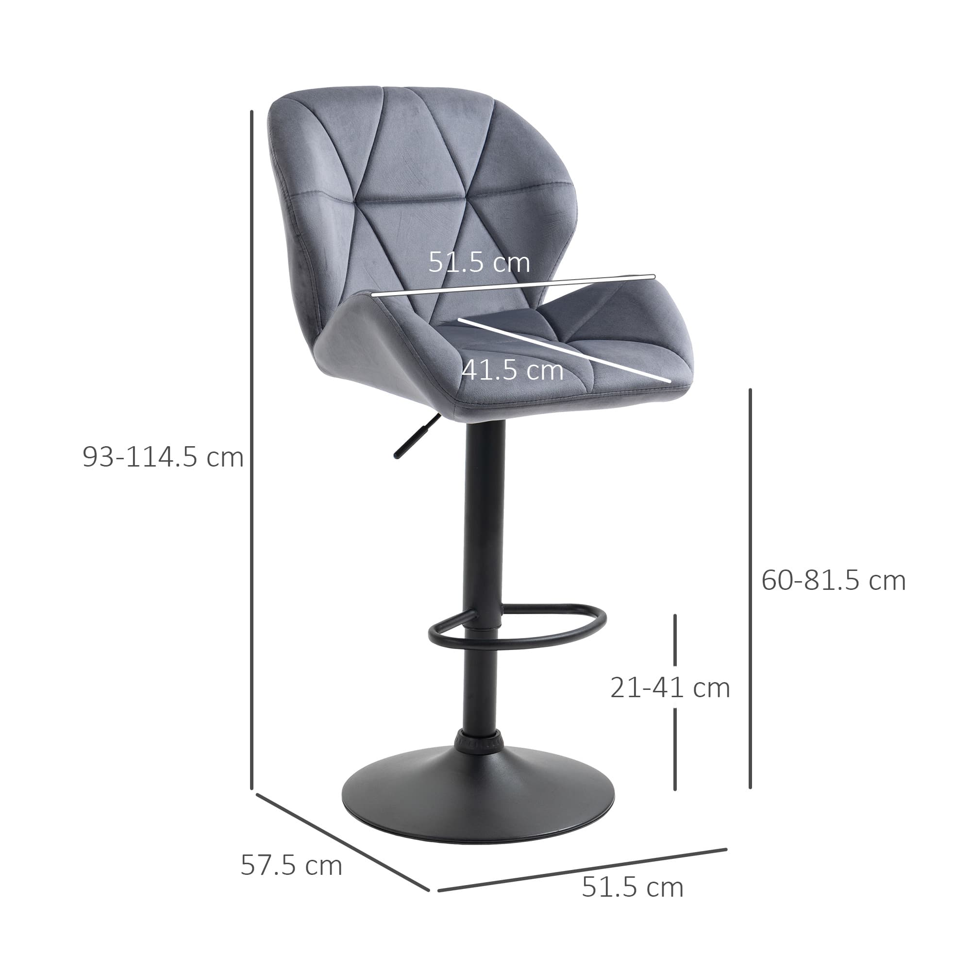 Effortless Comfort: Dark Grey Velvet Adjustable Bar Stools - image 3