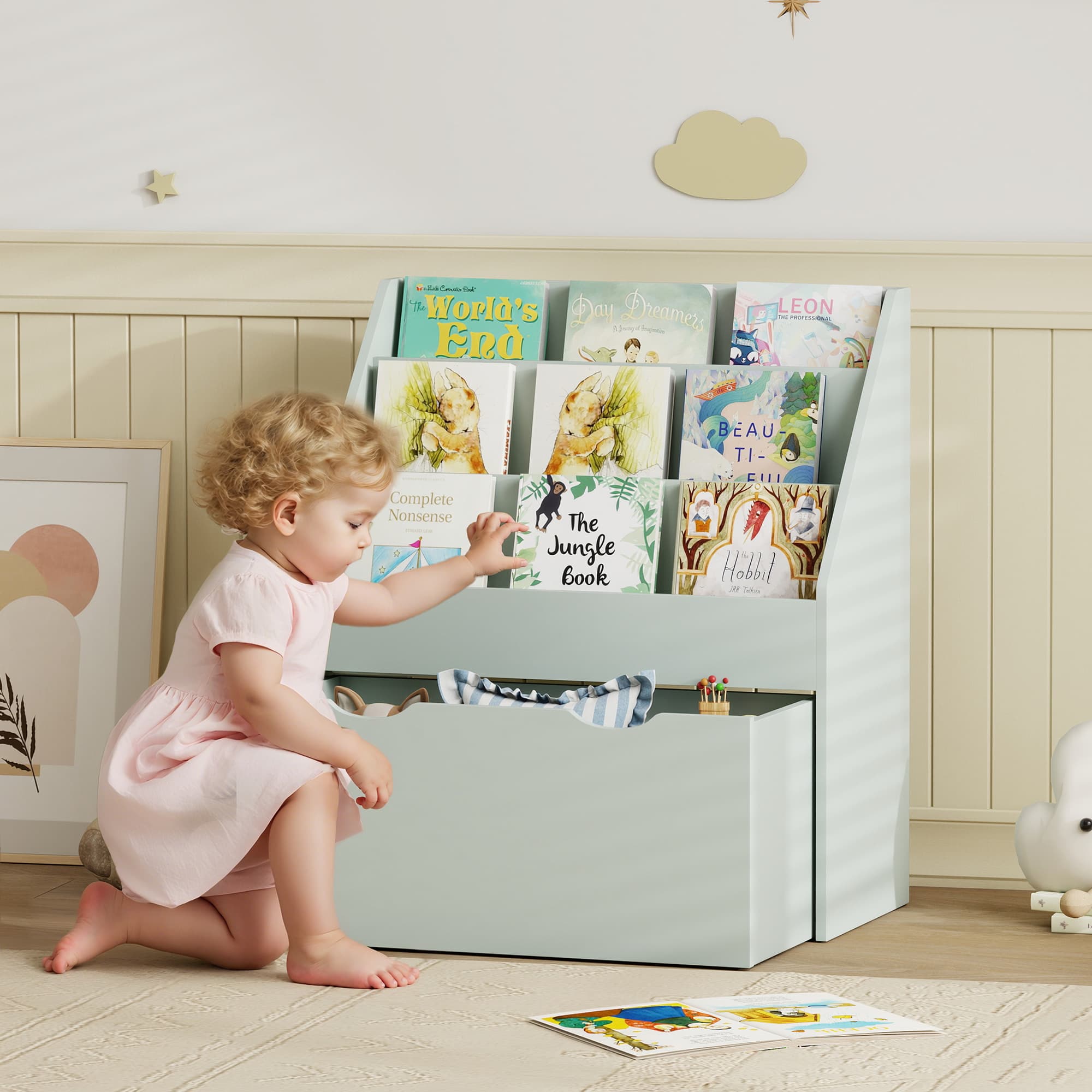 Transform Their Playroom with this Green Kids Bookcase & Drawer - image 1