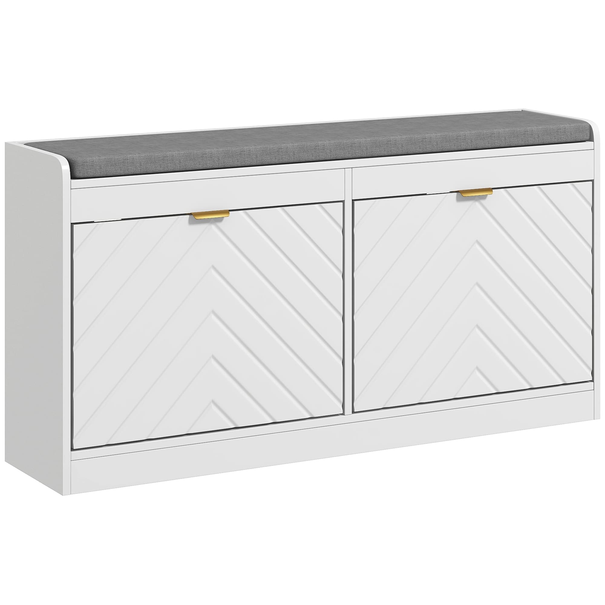 Effortless Hallway Organisation: White Shoe Bench with Seat - White