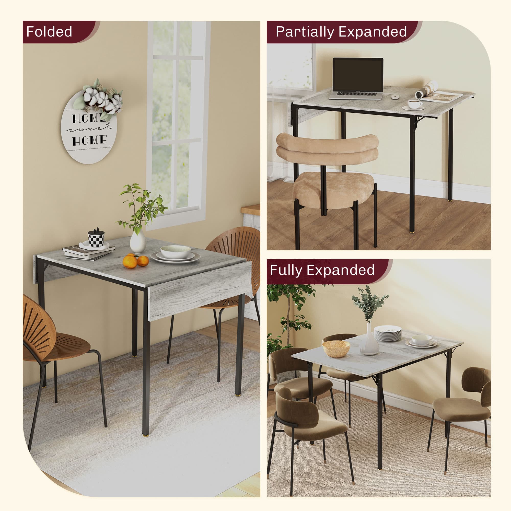 Transform Your Space with this Grey Drop Leaf Dining Table - image 3