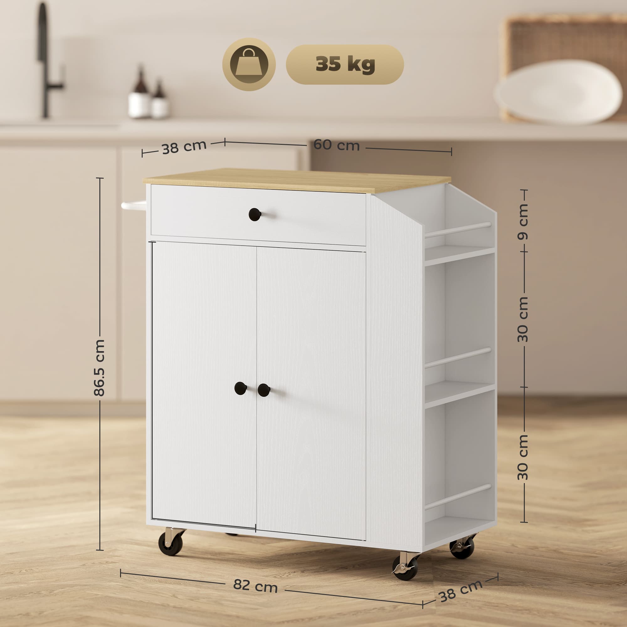 Transform Your Space With This White Rolling Kitchen Island - image 3