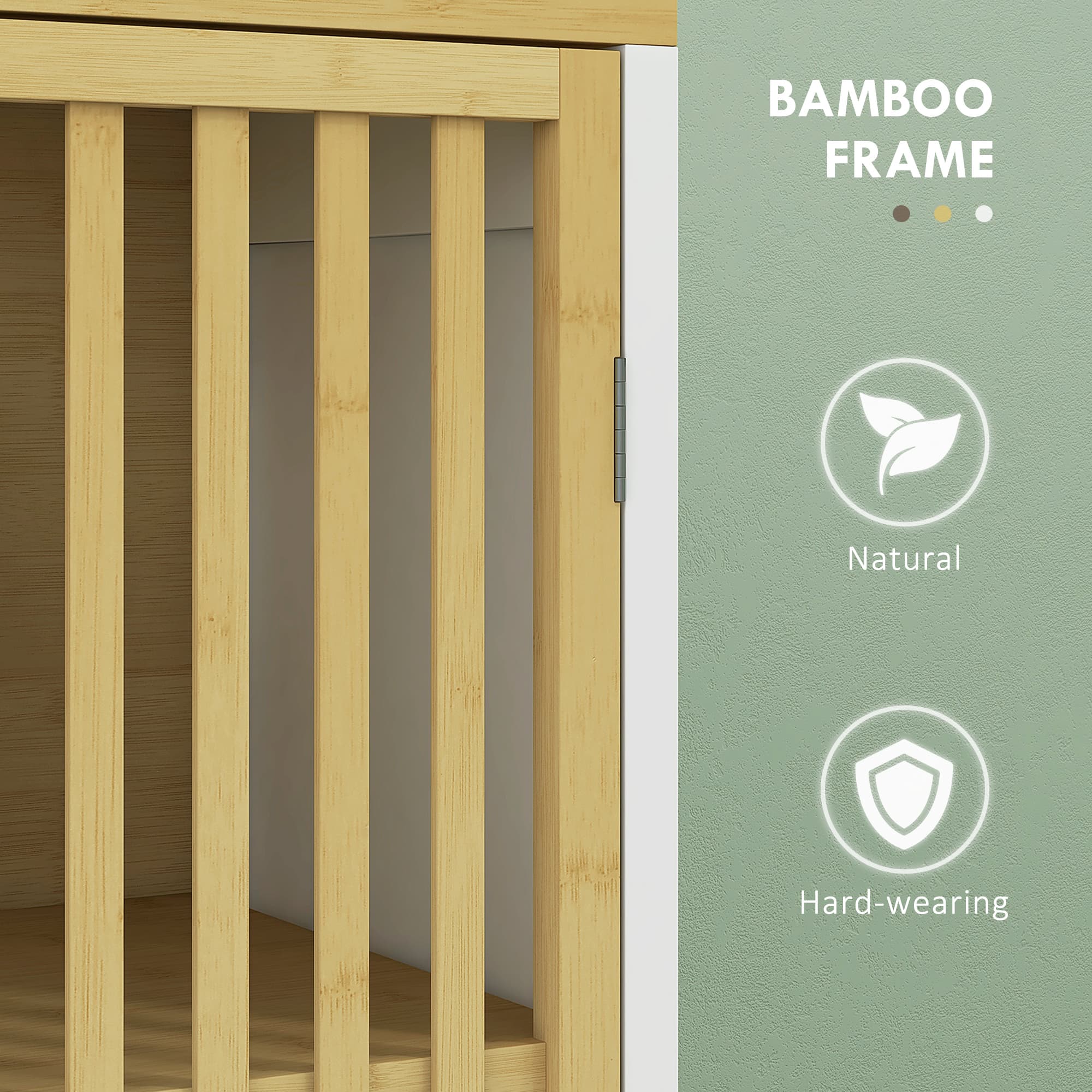 Slim Bamboo Bathroom Cabinet with Open Shelves and Cupboard - image 10
