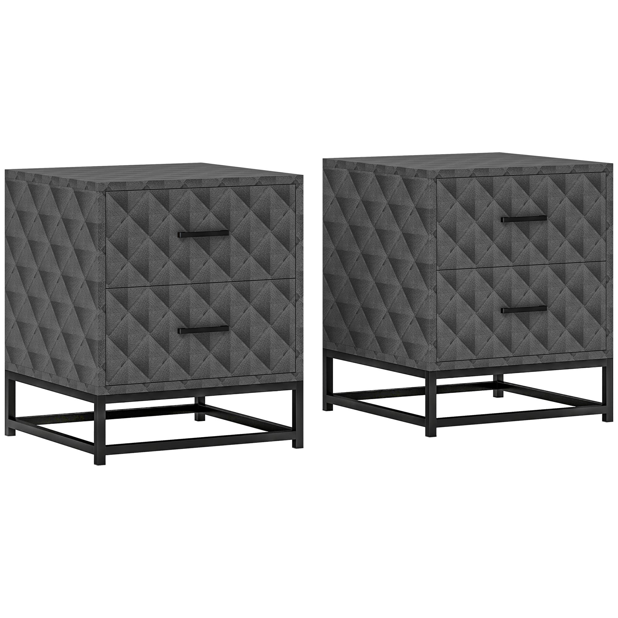 Transform Your Bedroom with Modern Grey 2-Drawer Bedside Tables - Grey
