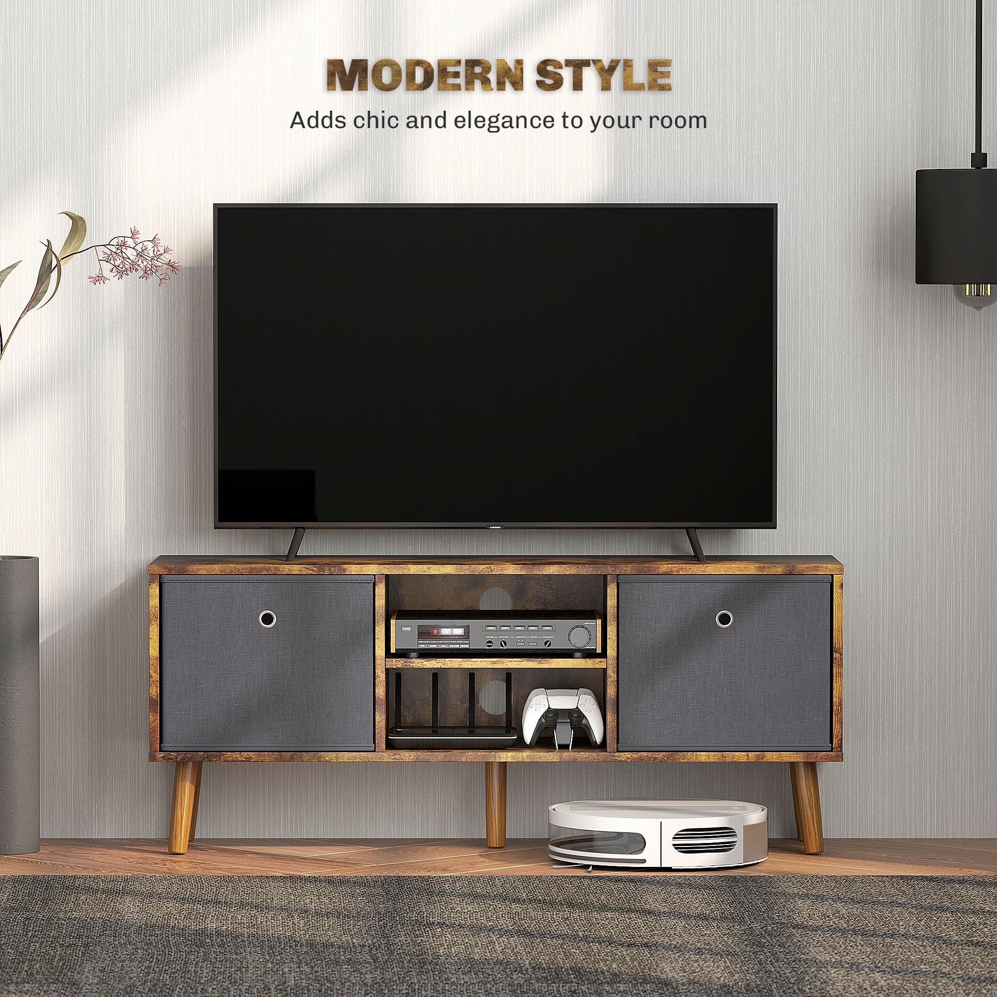 Rustic Brown TV Unit with Flexible Storage for Up to 50'' TVs - image 4
