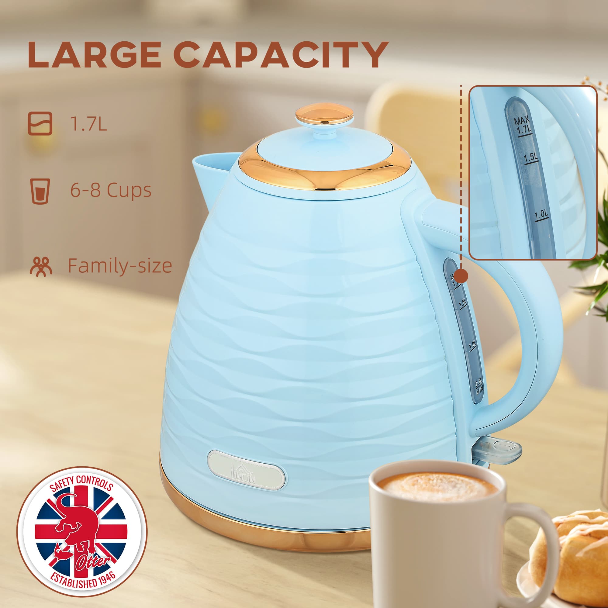 Light Blue Rapid Boil Kettle with Honeycomb Texture - image 10