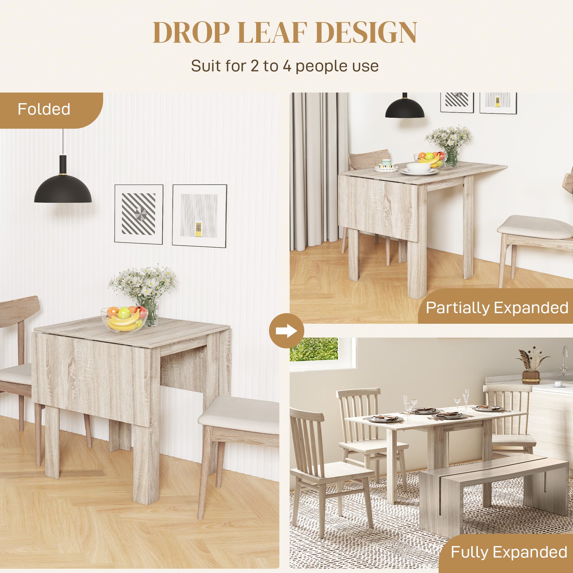 Space-Saving Oak Drop Leaf Dining Table for Compact Homes - image 2