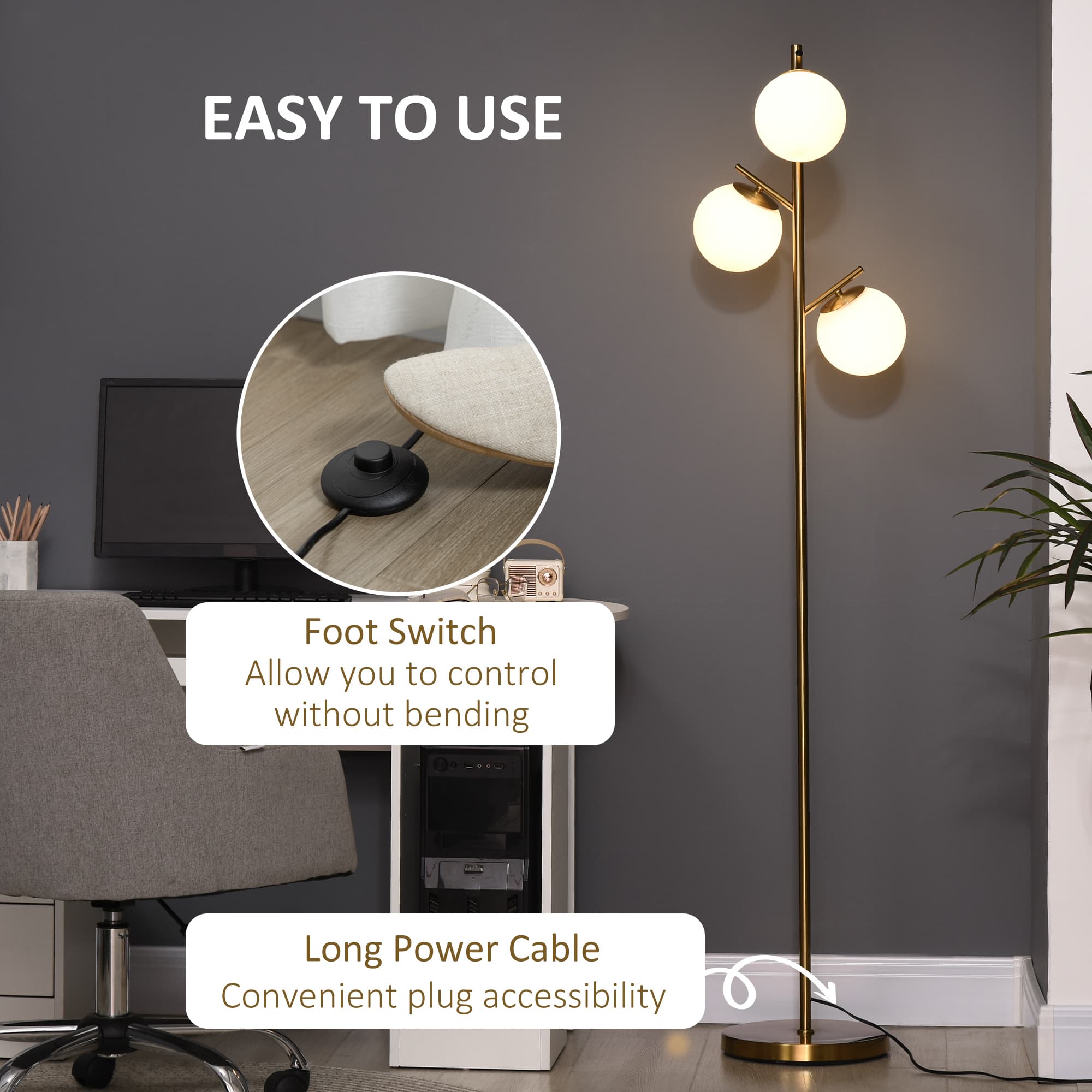 Modern Gold 3-Light Tree Floor Lamp for Effortless Ambience - image 3
