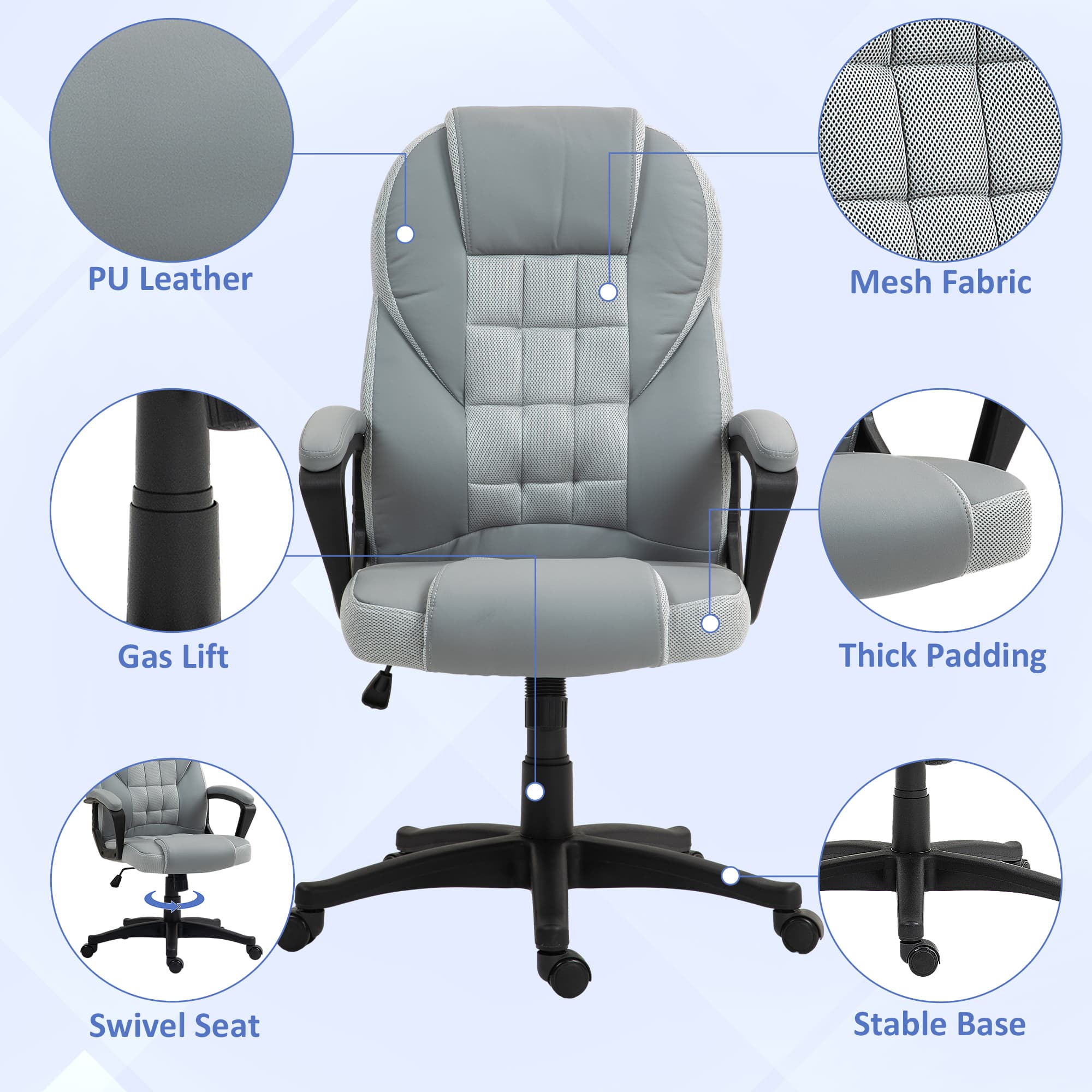 Transform Your Workspace with this Grey Faux Leather Desk Chair - image 3
