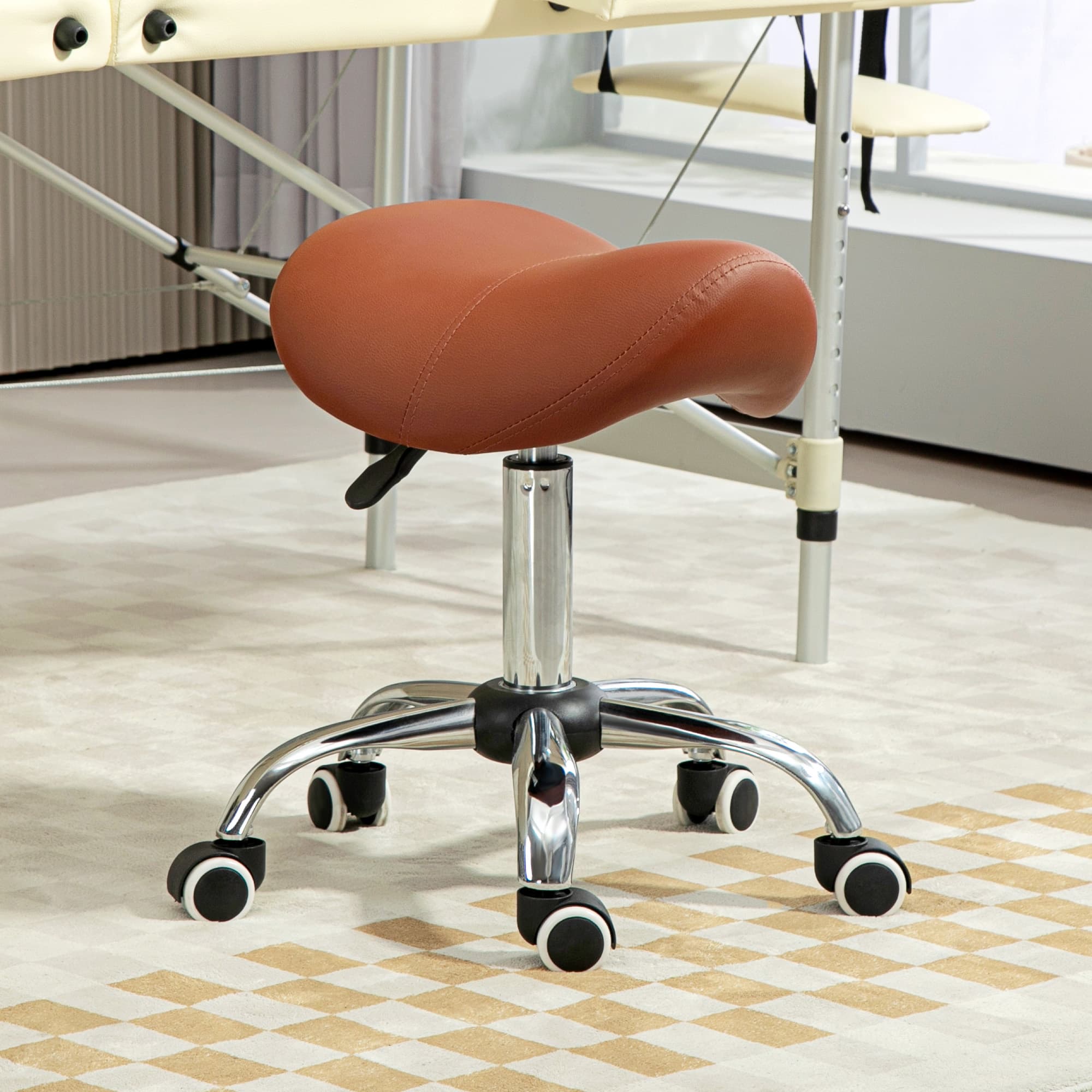 Brown Saddle Stool for Salons, Spa Rooms and Studios - image 10