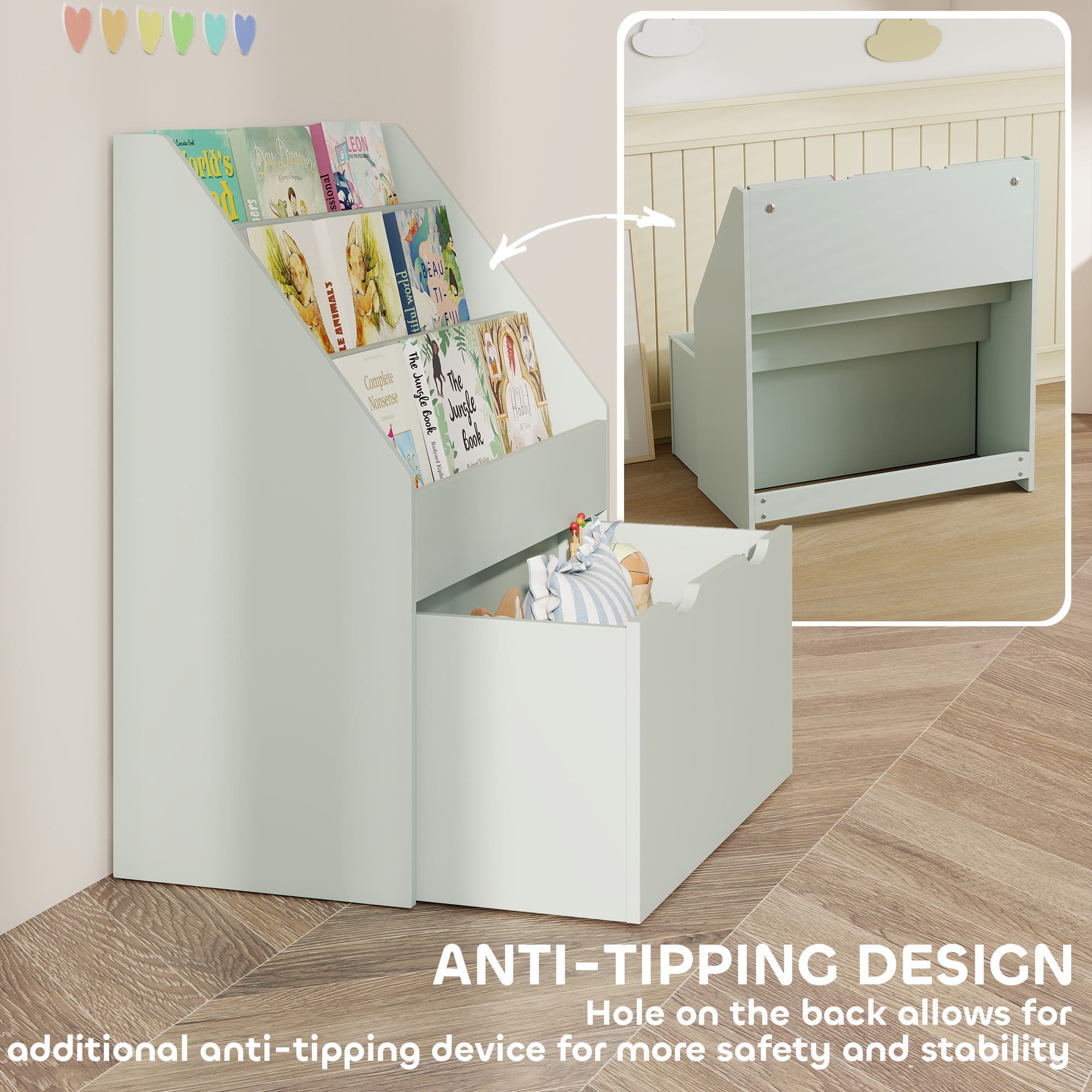 Transform Their Playroom with this Green Kids Bookcase & Drawer - image 3