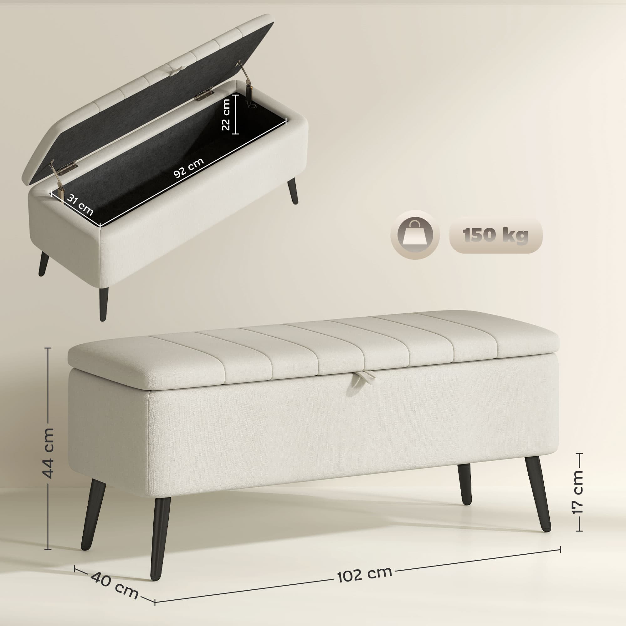 Transform Your Space with this Cream Storage Ottoman - image 2