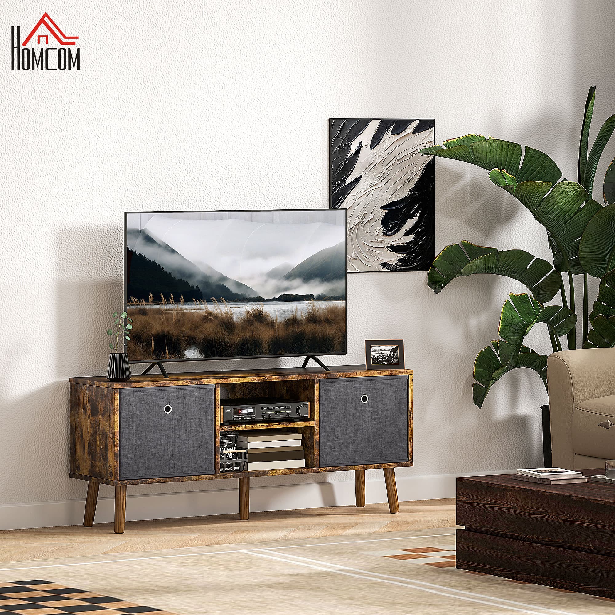 Rustic Brown TV Unit with Flexible Storage for Up to 50'' TVs - image 5