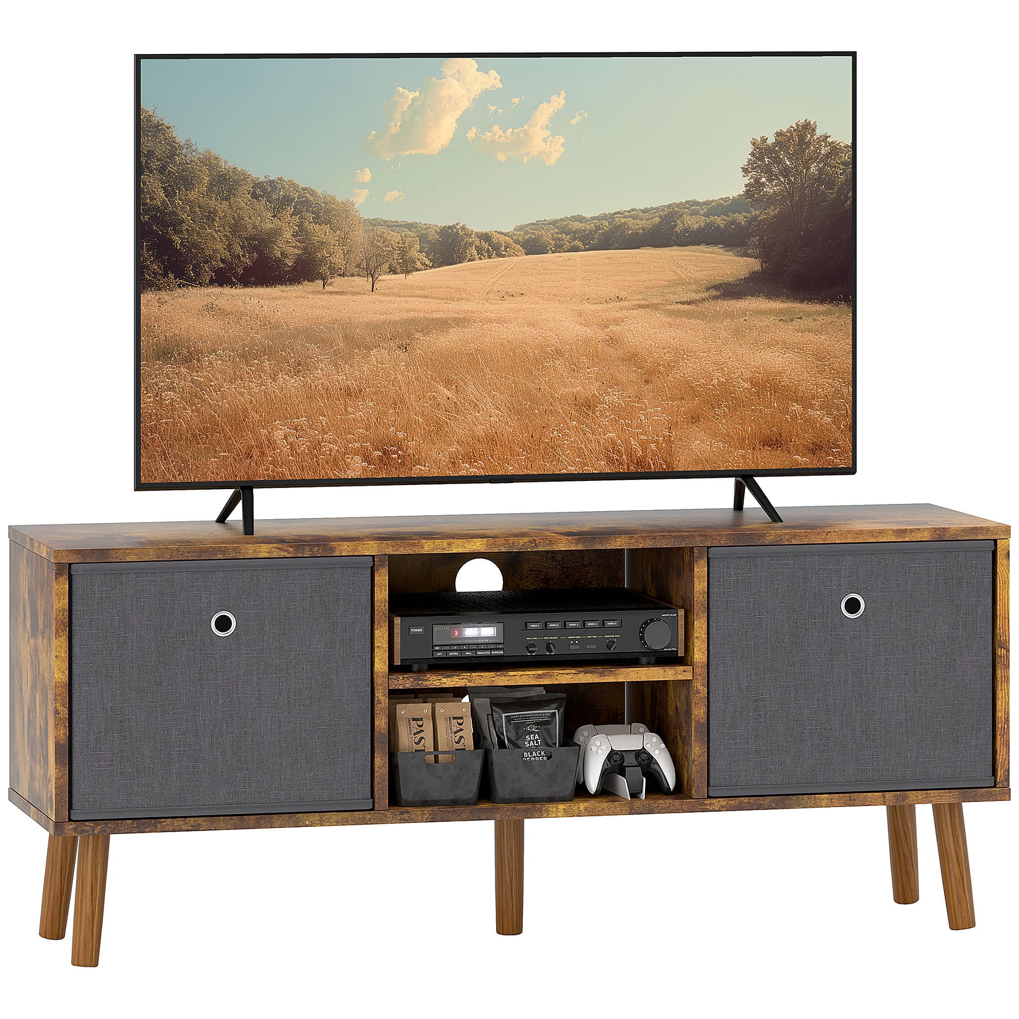 Rustic Brown TV Unit with Flexible Storage for Up to 50'' TVs - Rustic Brown