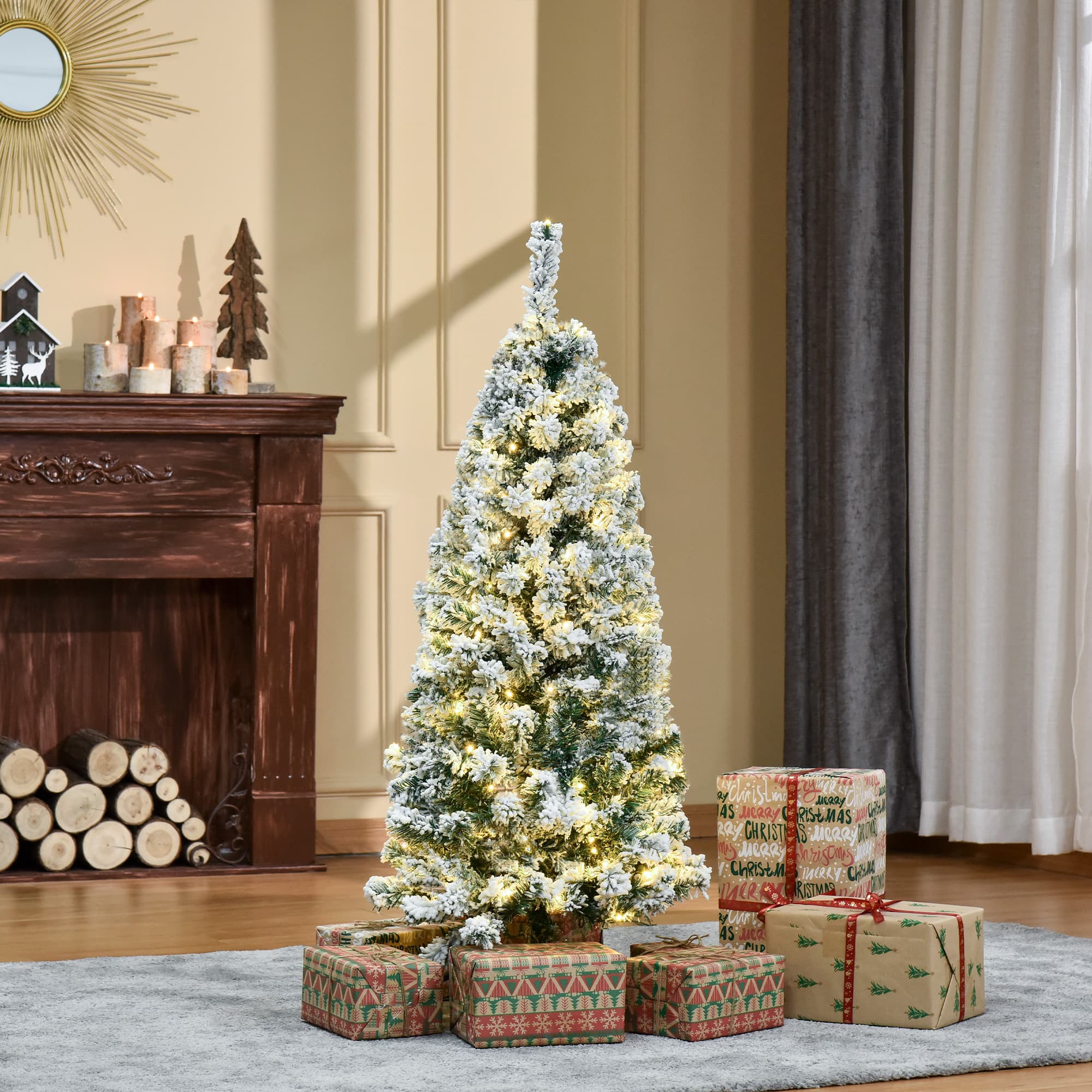 4ft Pre-Lit Snow-Flocked Christmas Tree with Warm White LEDs - image 10