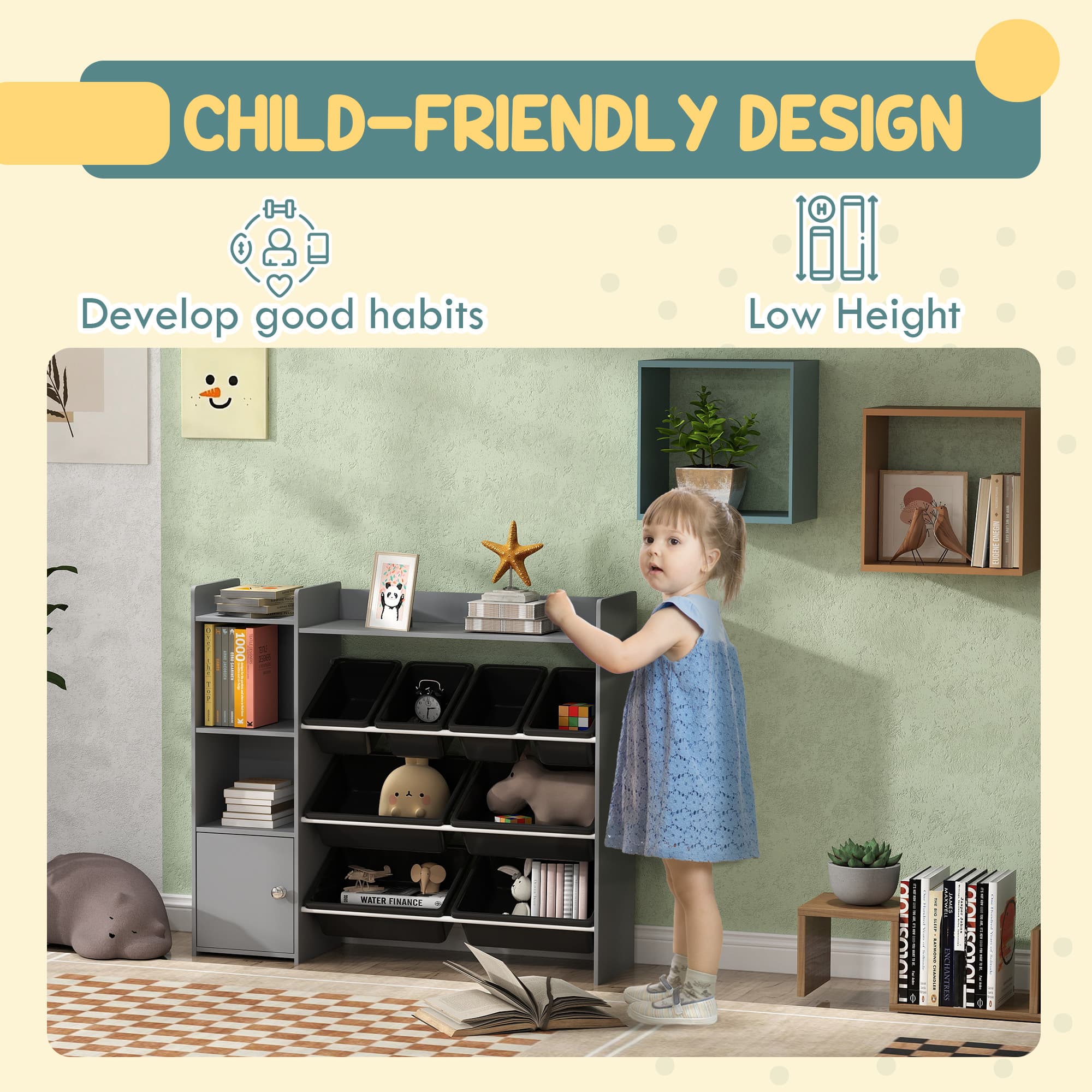 Organise Their Space with this Grey Toy Storage Unit - image 4