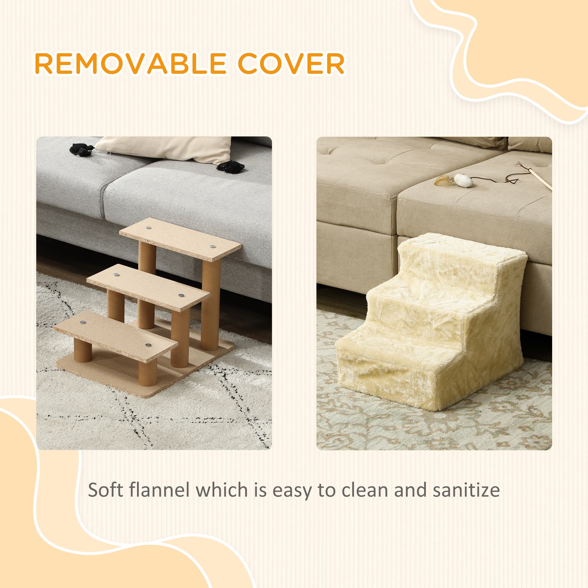 Three-Step Pet Stairs with Plush Cover for Small Dogs and Cats - image 7