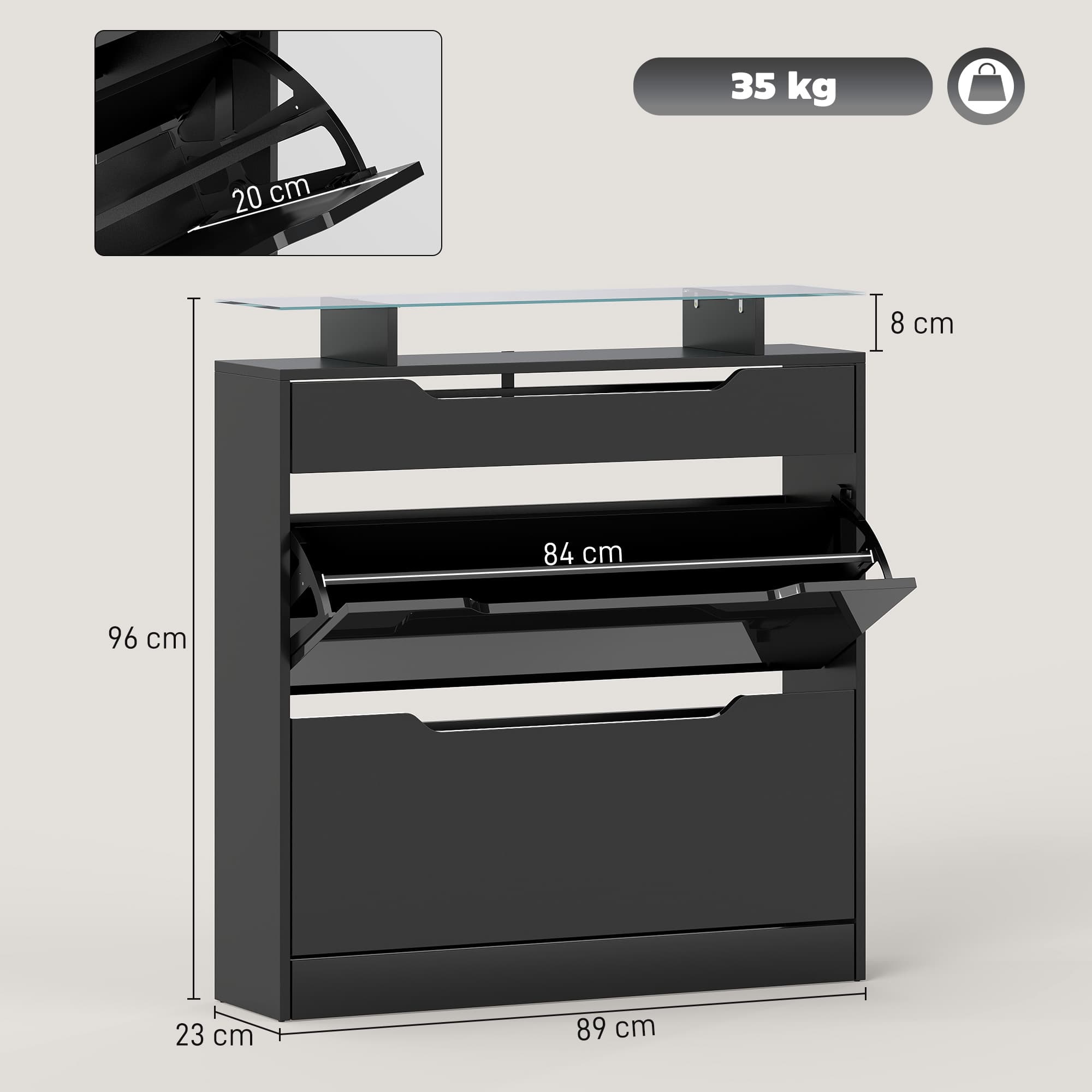 Effortless Hallway Storage: Slimline Black Shoe Cabinet - image 2