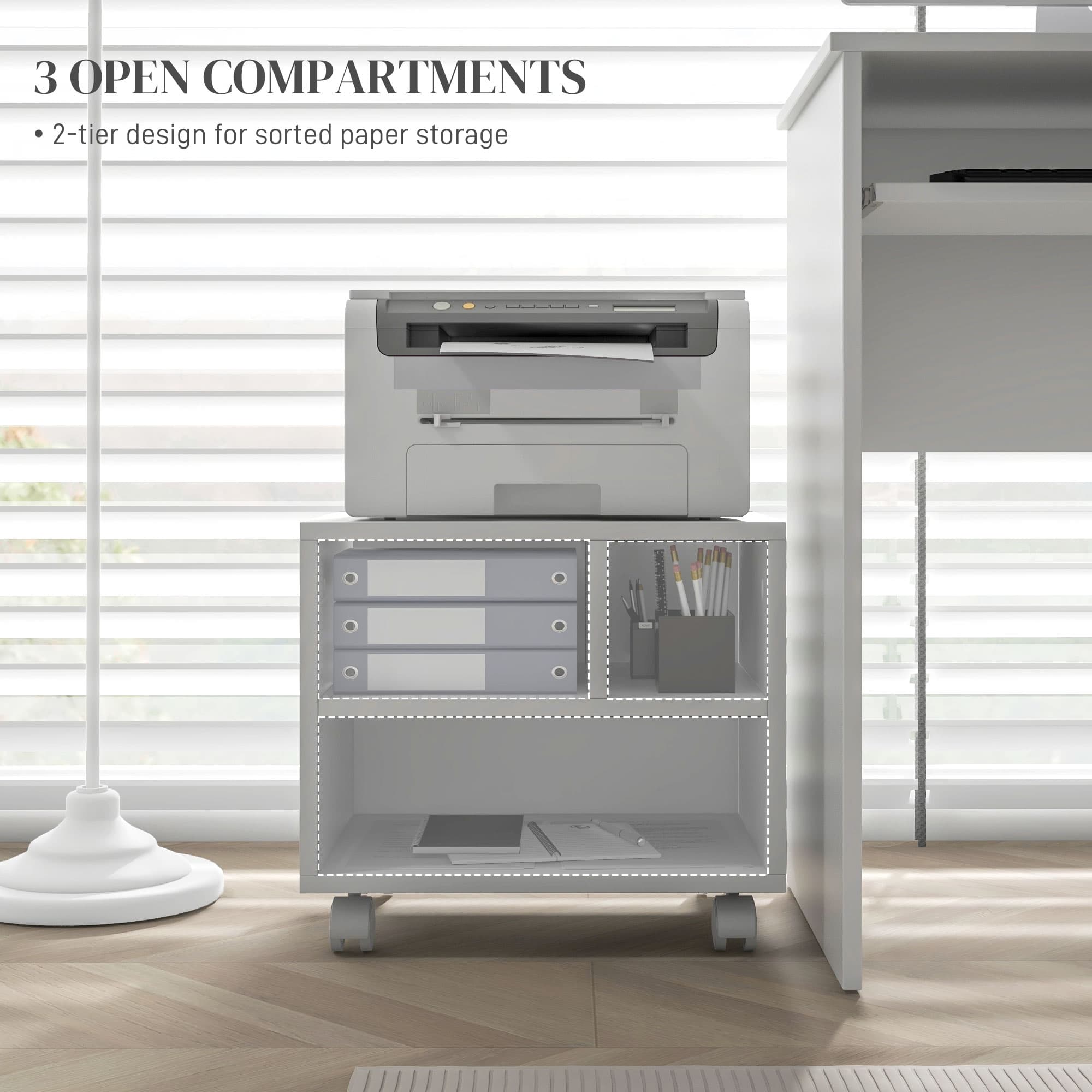 Mobile white printer cabinet with three compartments - image 9