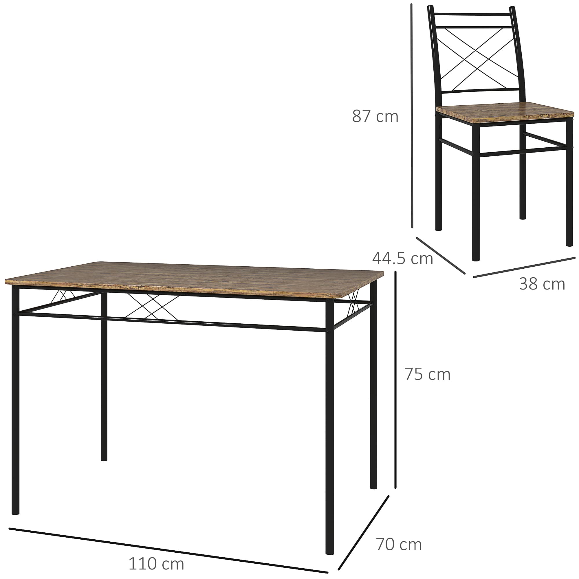 Effortless Everyday Dining: 5-Piece Oak-Effect Table Set - image 5