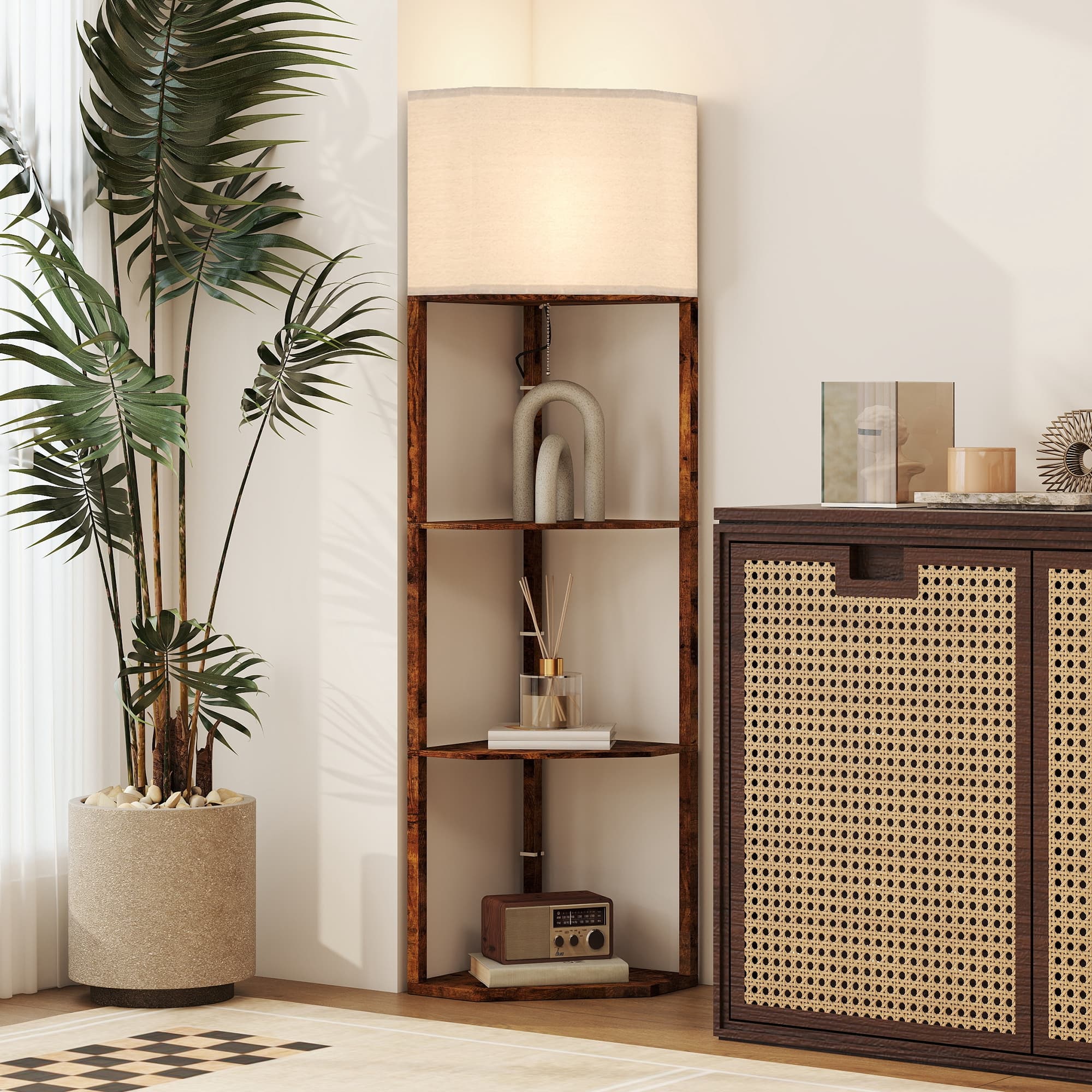 Floor Lamp with Corner Shelves for Living Room - image 4