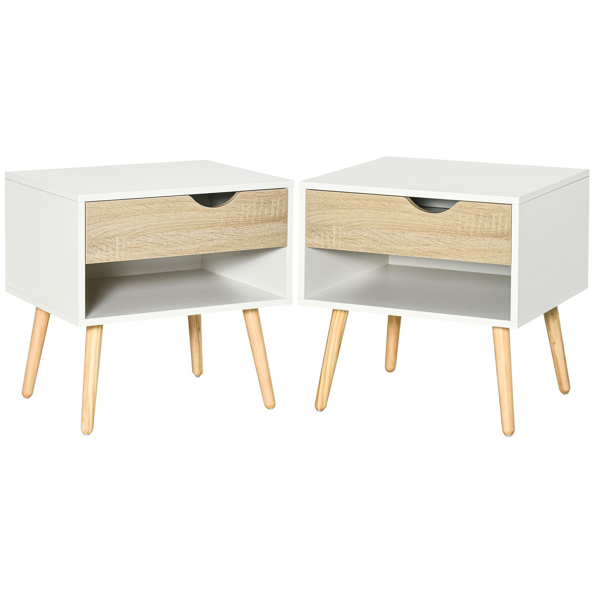 Transform Your Bedroom with this Modern Bedside Table Set - Oak White