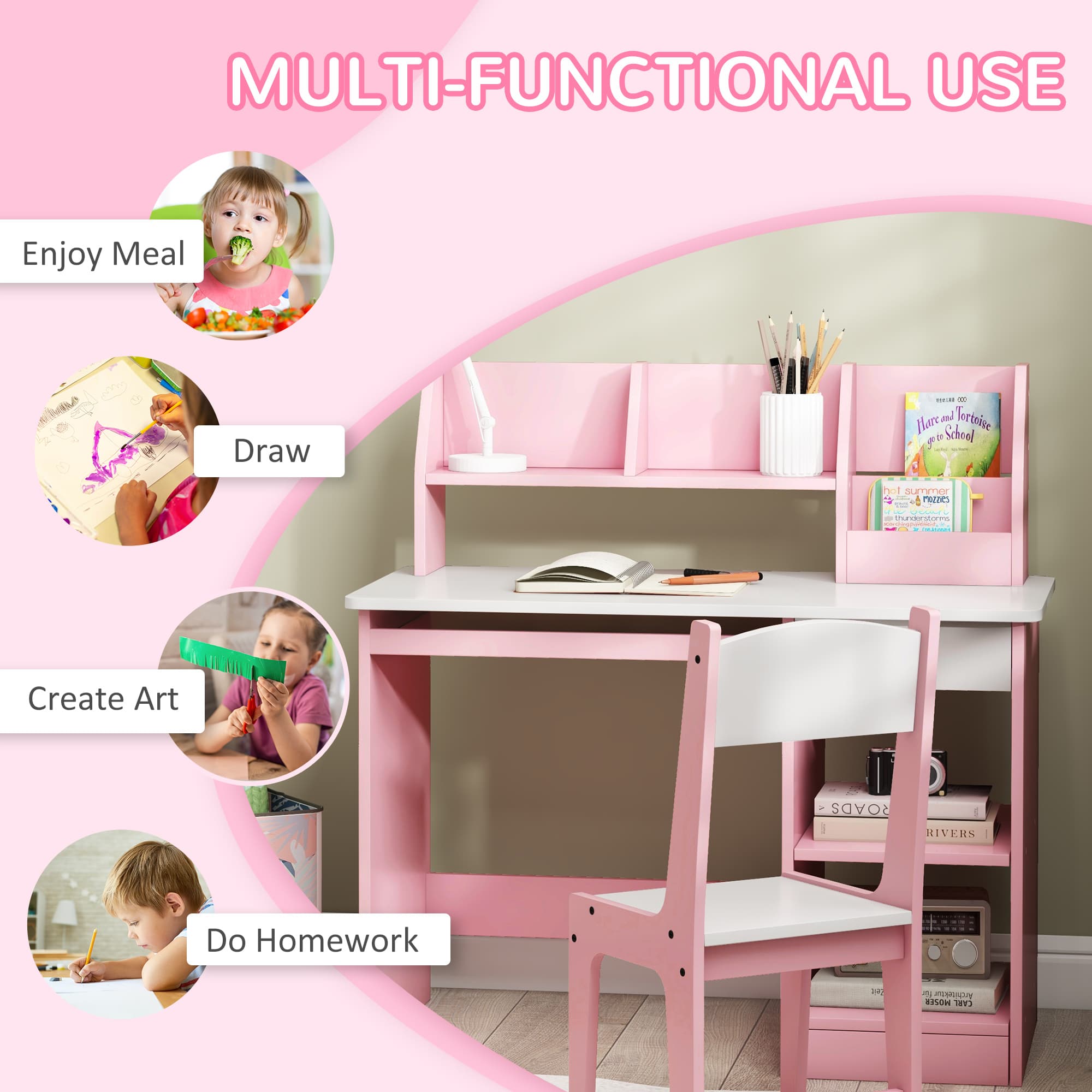 Transform Their Study Space with the ZONEKIZ Pink Desk Set - image 3