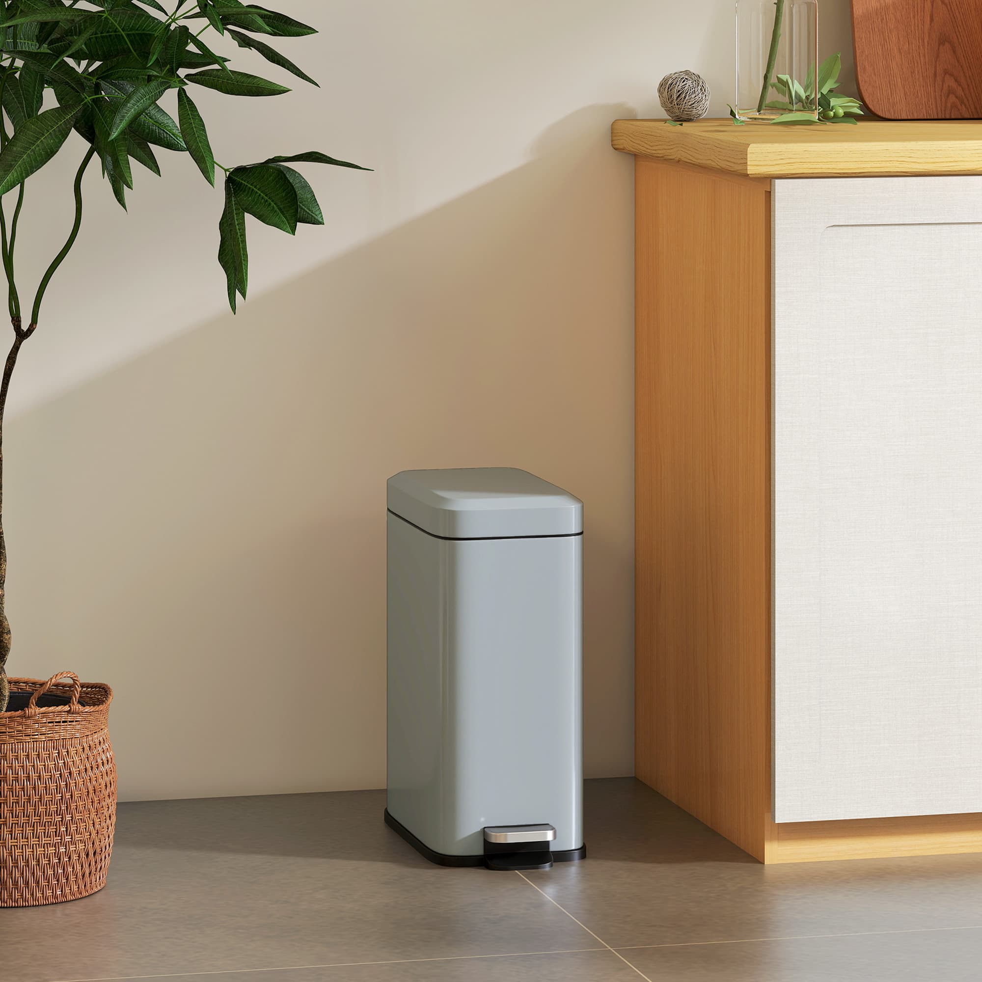 5L Steel Pedal Bin with Removable Inner Bucket — Grey - image 8